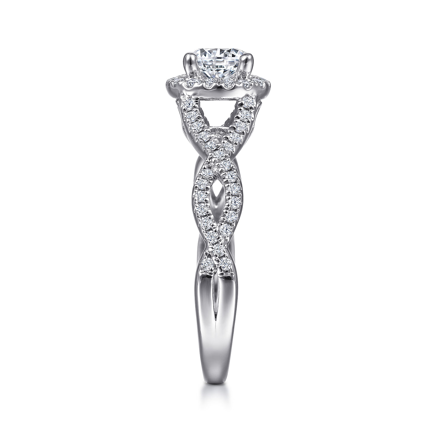 14k White Gold Diamond Halo Engagement Ring angle 5 14k White Gold Diamond Halo Engagement Ring angle 5