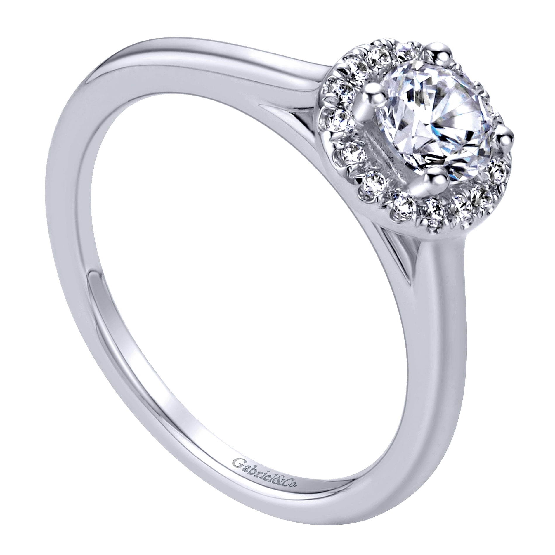 14k White Gold Diamond Halo Engagement Ring angle 3 14k White Gold Diamond Halo Engagement Ring angle 3