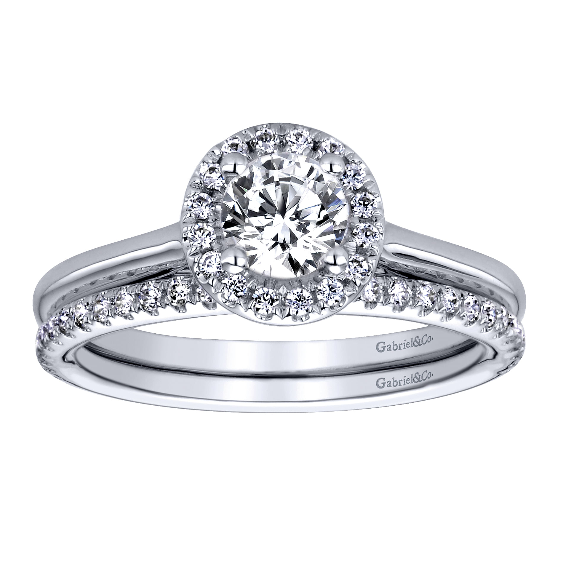 14k White Gold Diamond Halo Engagement Ring angle 4 14k White Gold Diamond Halo Engagement Ring angle 4