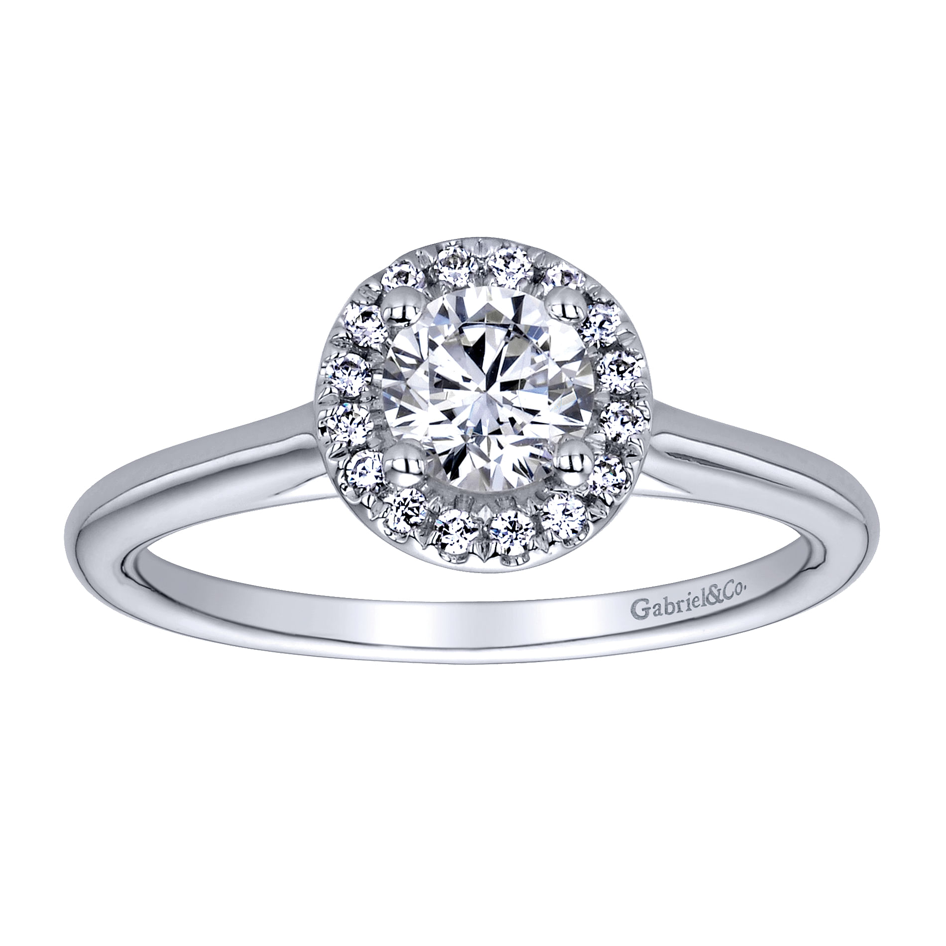 14k White Gold Diamond Halo Engagement Ring angle 5 14k White Gold Diamond Halo Engagement Ring angle 5