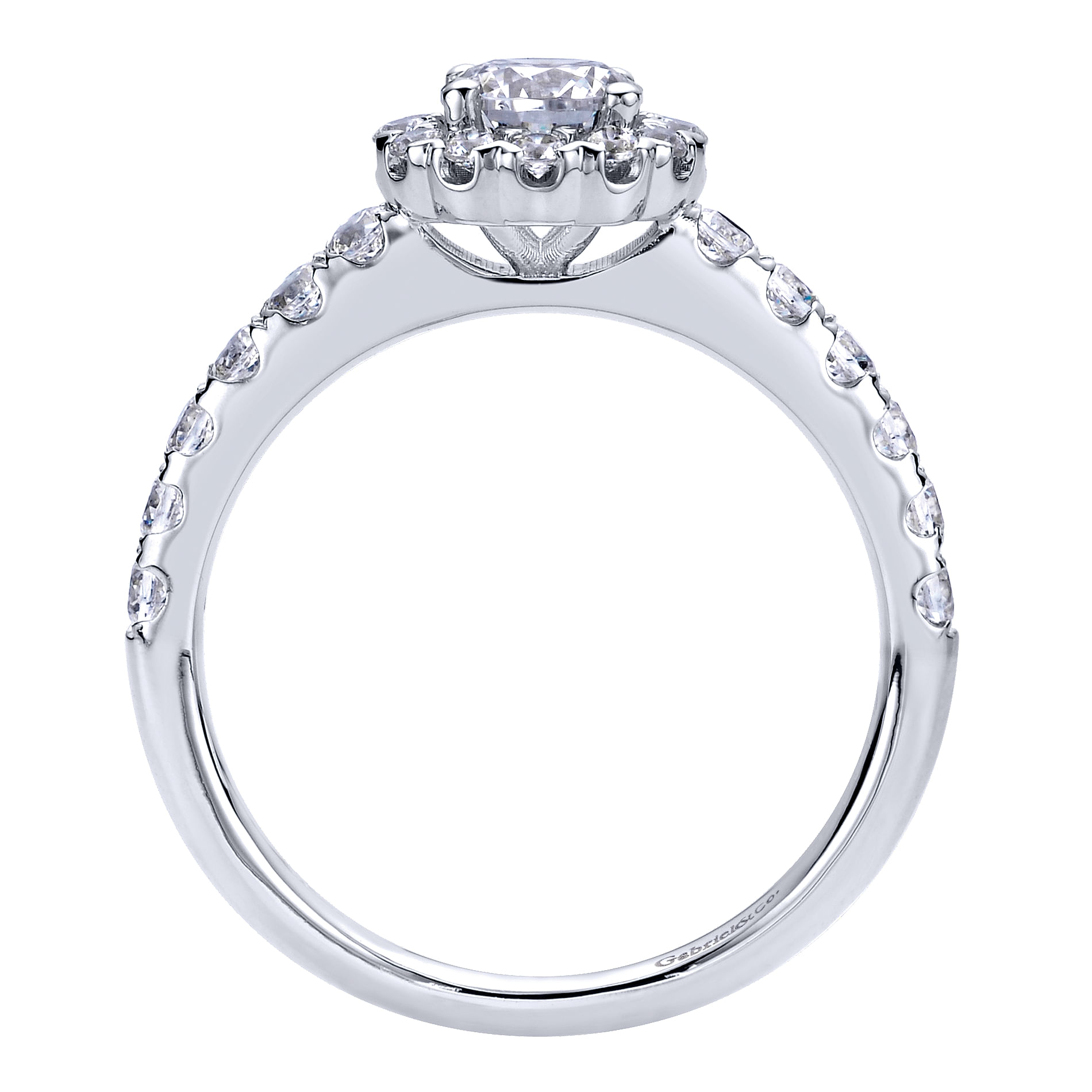 14k White Gold Diamond Halo Engagement Ring angle 2 14k White Gold Diamond Halo Engagement Ring angle 2