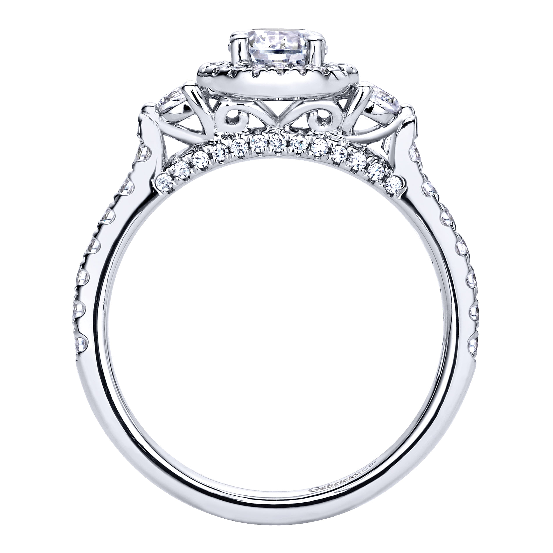 14k White Gold Diamond Halo Engagement Ring angle 2 14k White Gold Diamond Halo Engagement Ring angle 2