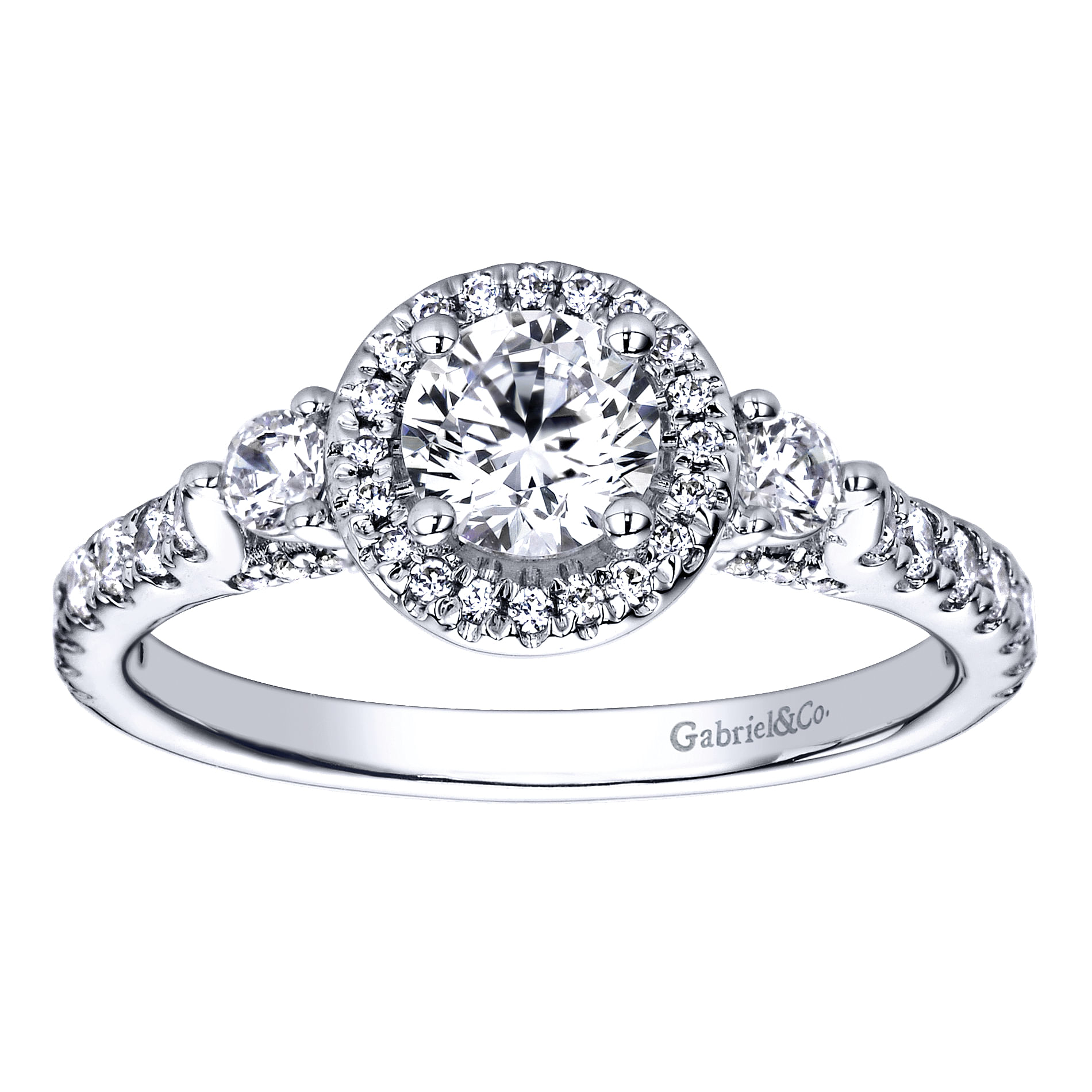 14k White Gold Diamond Halo Engagement Ring angle 5 14k White Gold Diamond Halo Engagement Ring angle 5