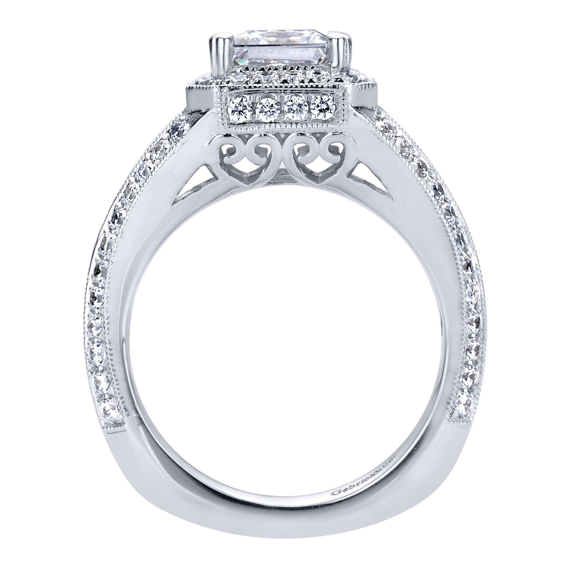 14k White Gold Diamond Halo Engagement Ring angle 2 14k White Gold Diamond Halo Engagement Ring angle 2