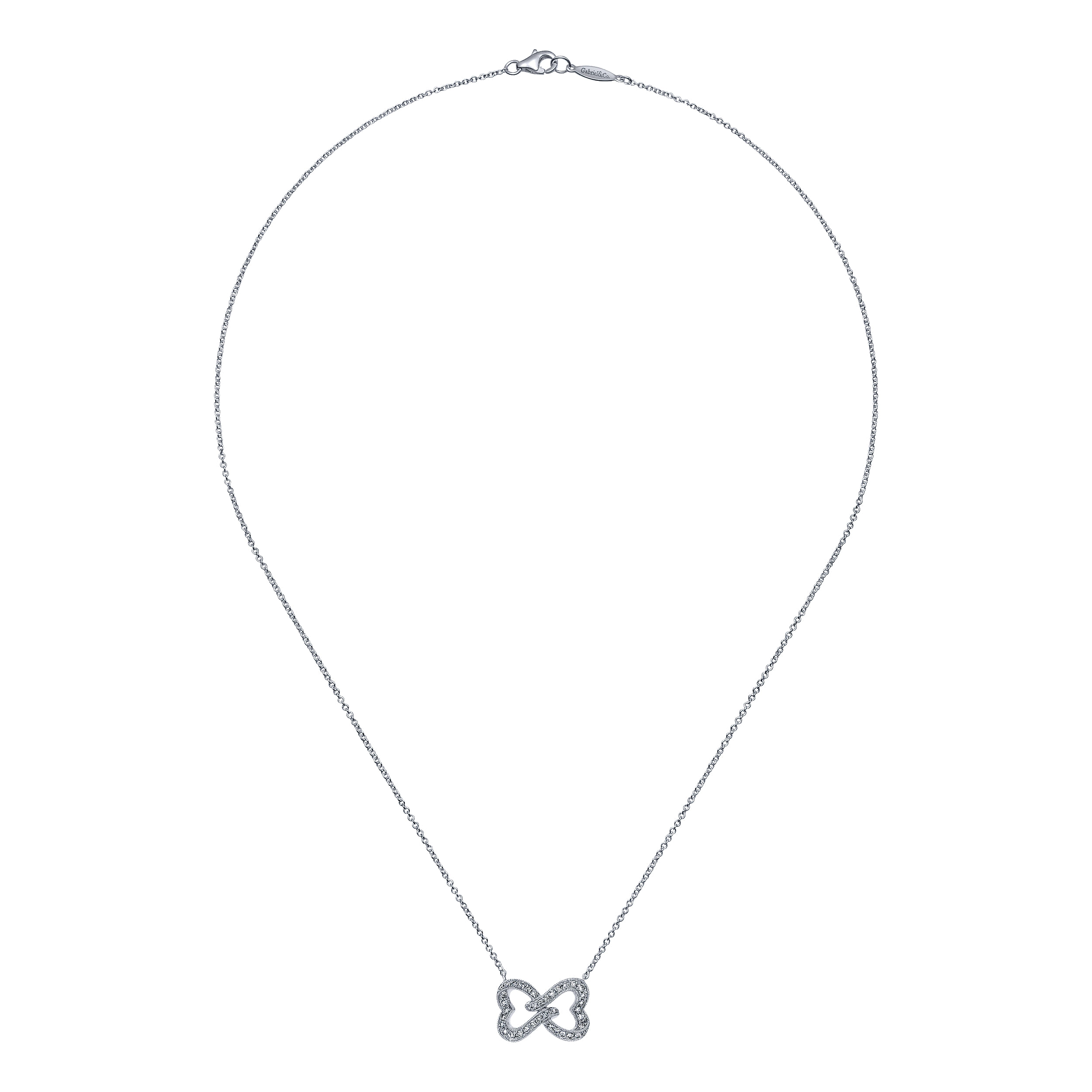 14k White Gold Diamond Heart Necklace angle 2 14k White Gold Diamond Heart Necklace angle 2