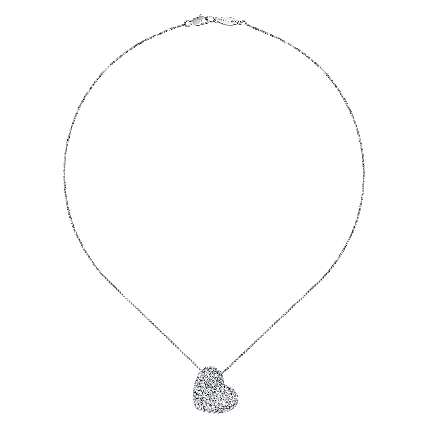 14k White Gold Diamond Heart Necklace angle 2 14k White Gold Diamond Heart Necklace angle 2