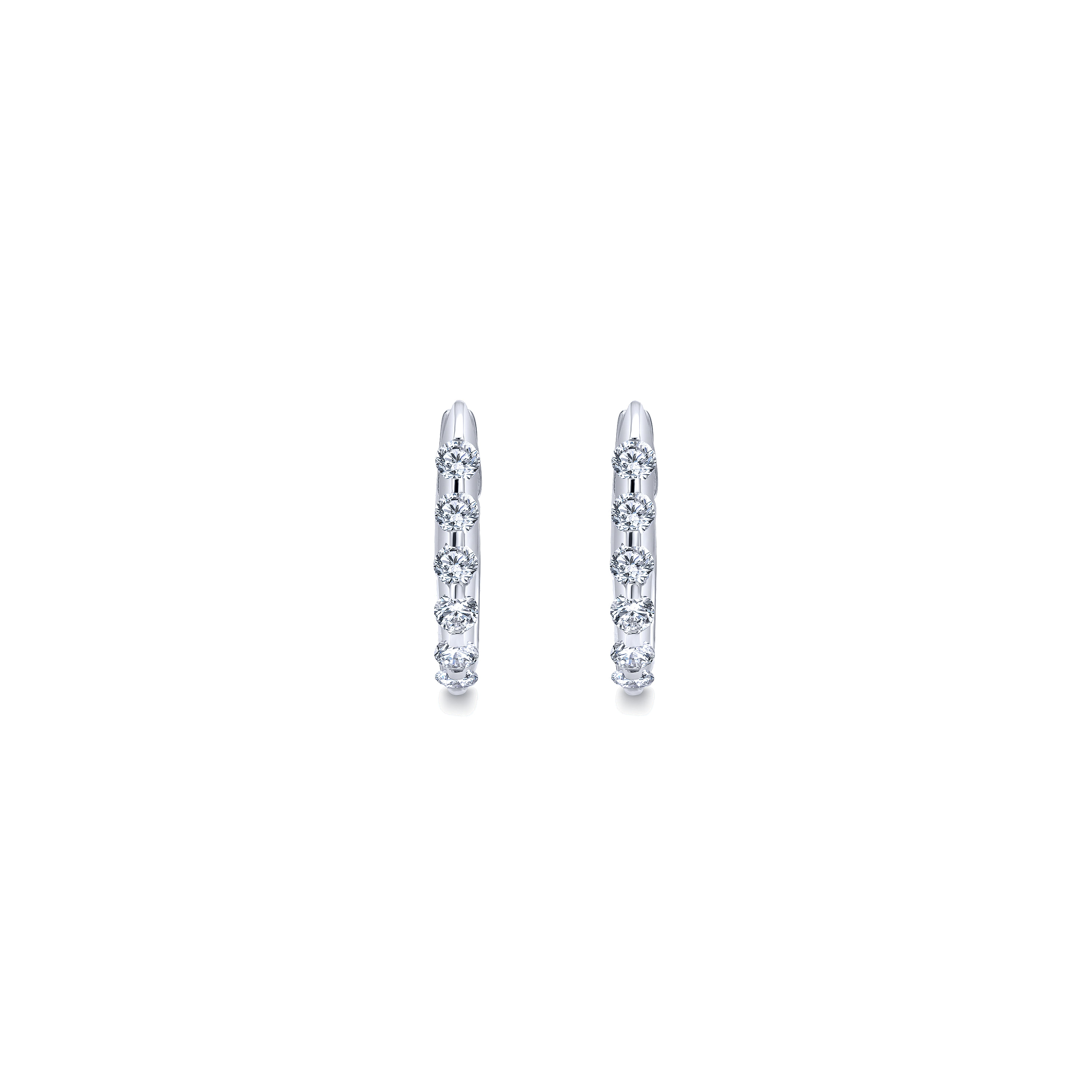 14k White Gold Diamond Huggie Earrings angle 3 14k White Gold Diamond Huggie Earrings angle 3