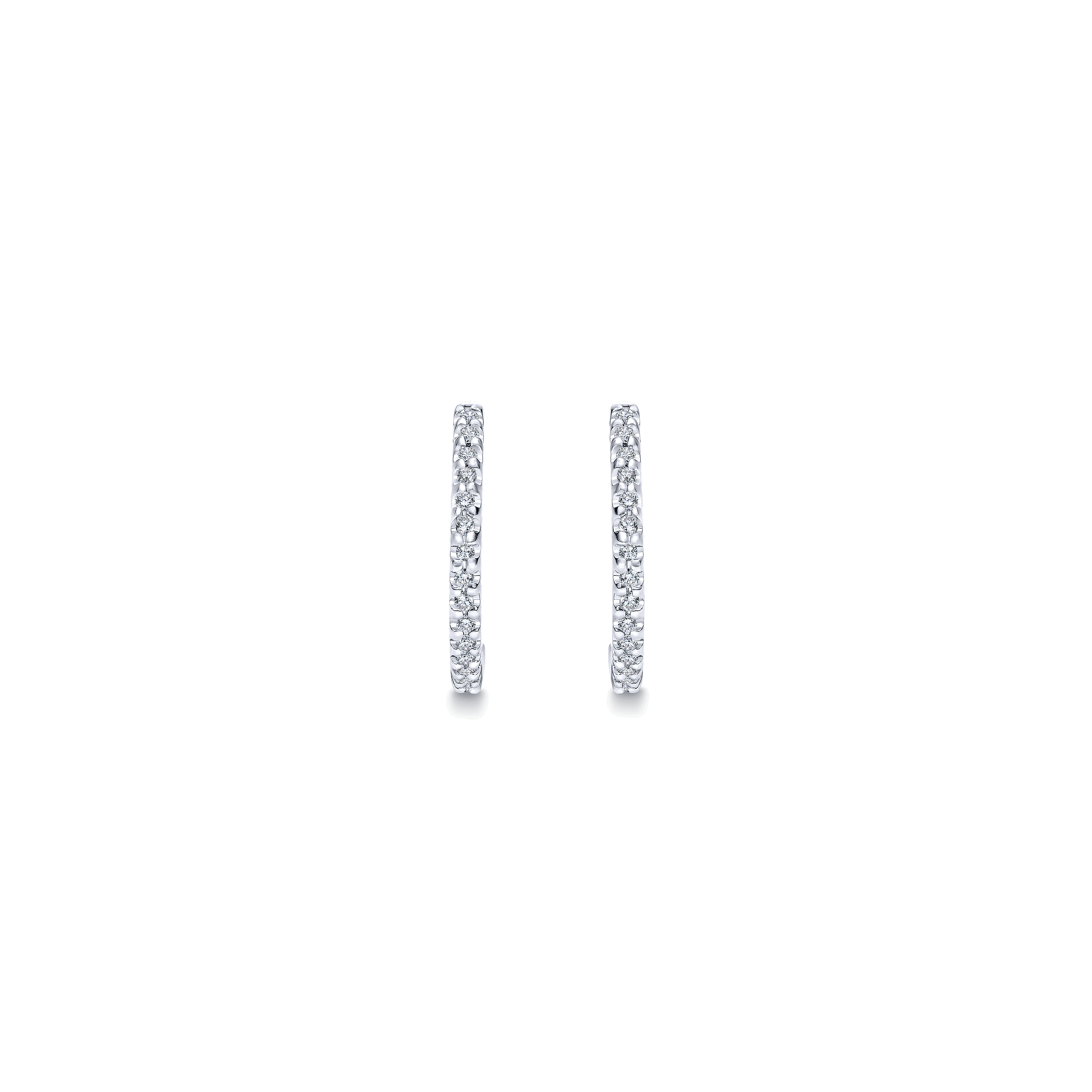 14k White Gold Diamond Huggie Earrings angle 3 14k White Gold Diamond Huggie Earrings angle 3