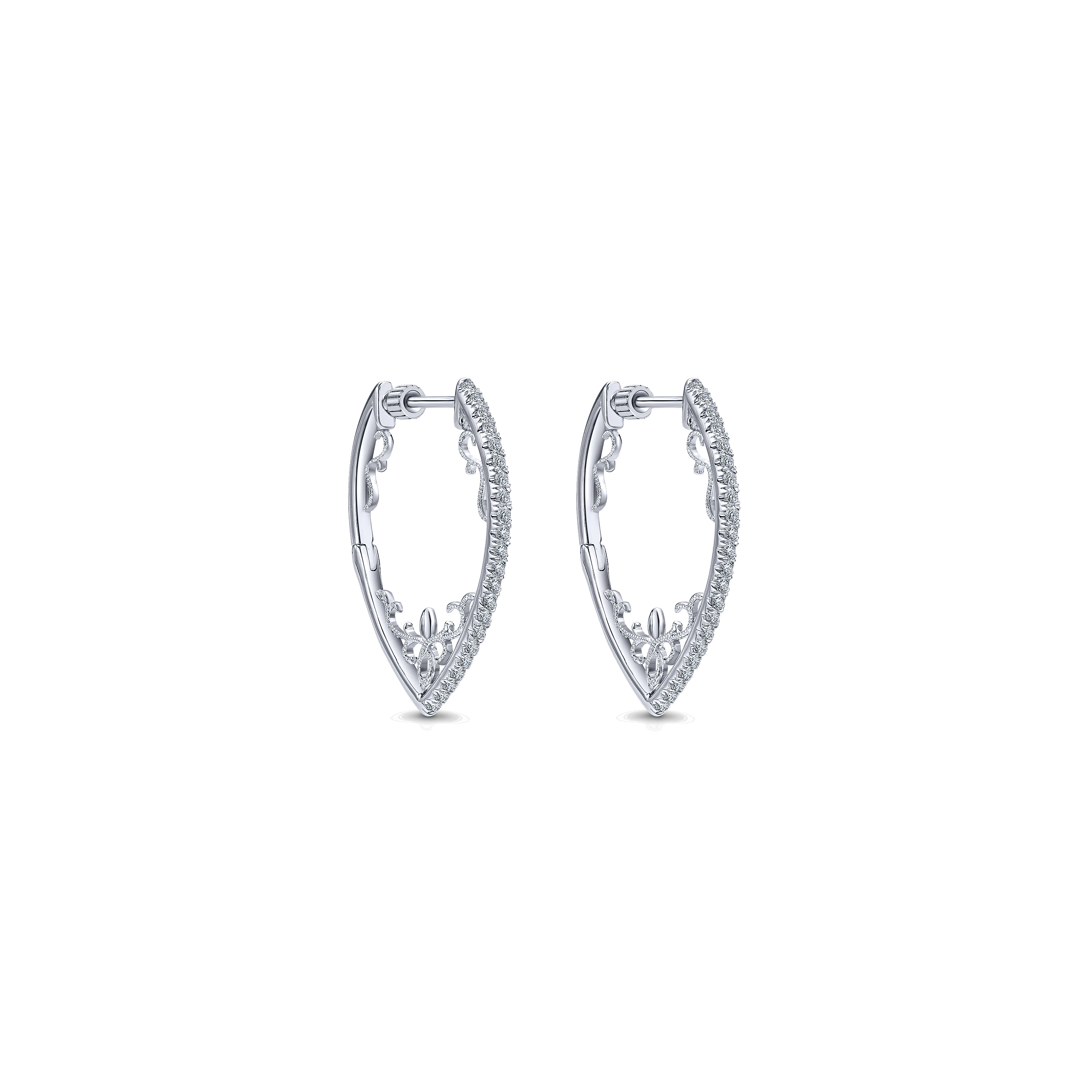 14k White Gold Diamond Intricate Hoop 14k White Gold Diamond Intricate Hoop
