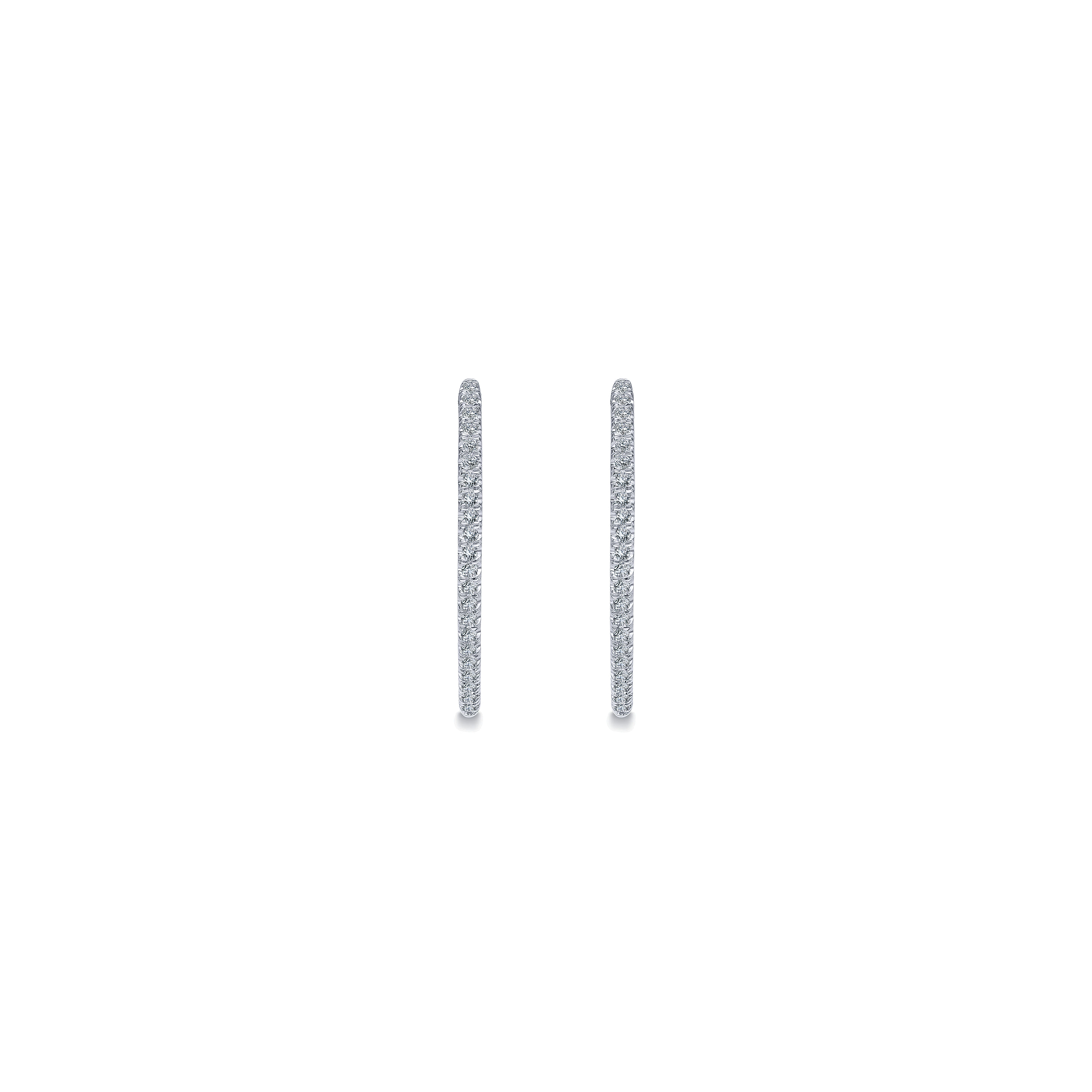 14k White Gold Diamond Intricate Hoop Earrings angle 3 14k White Gold Diamond Intricate Hoop Earrings angle 3