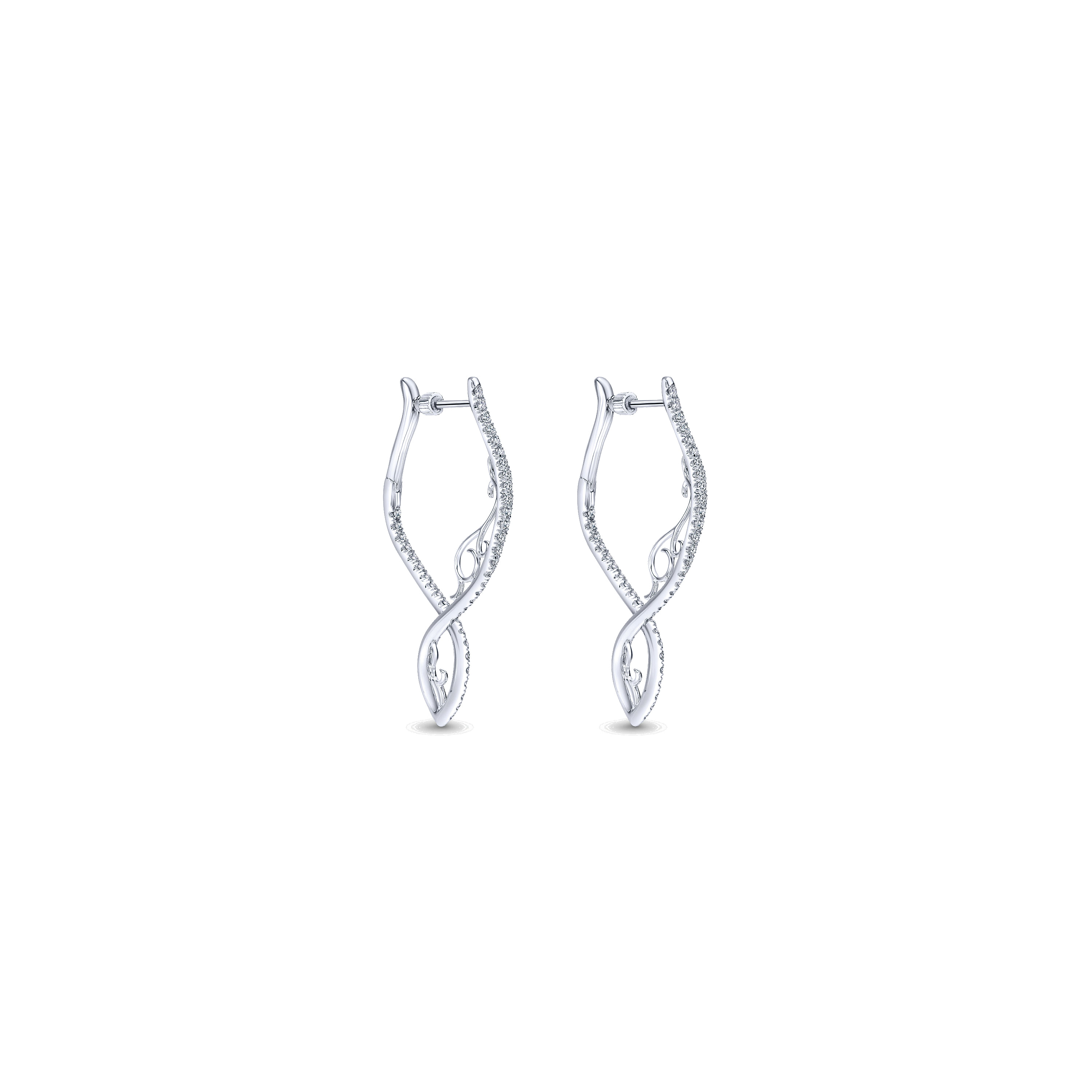 14k White Gold Diamond Intricate Hoop 14k White Gold Diamond Intricate Hoop