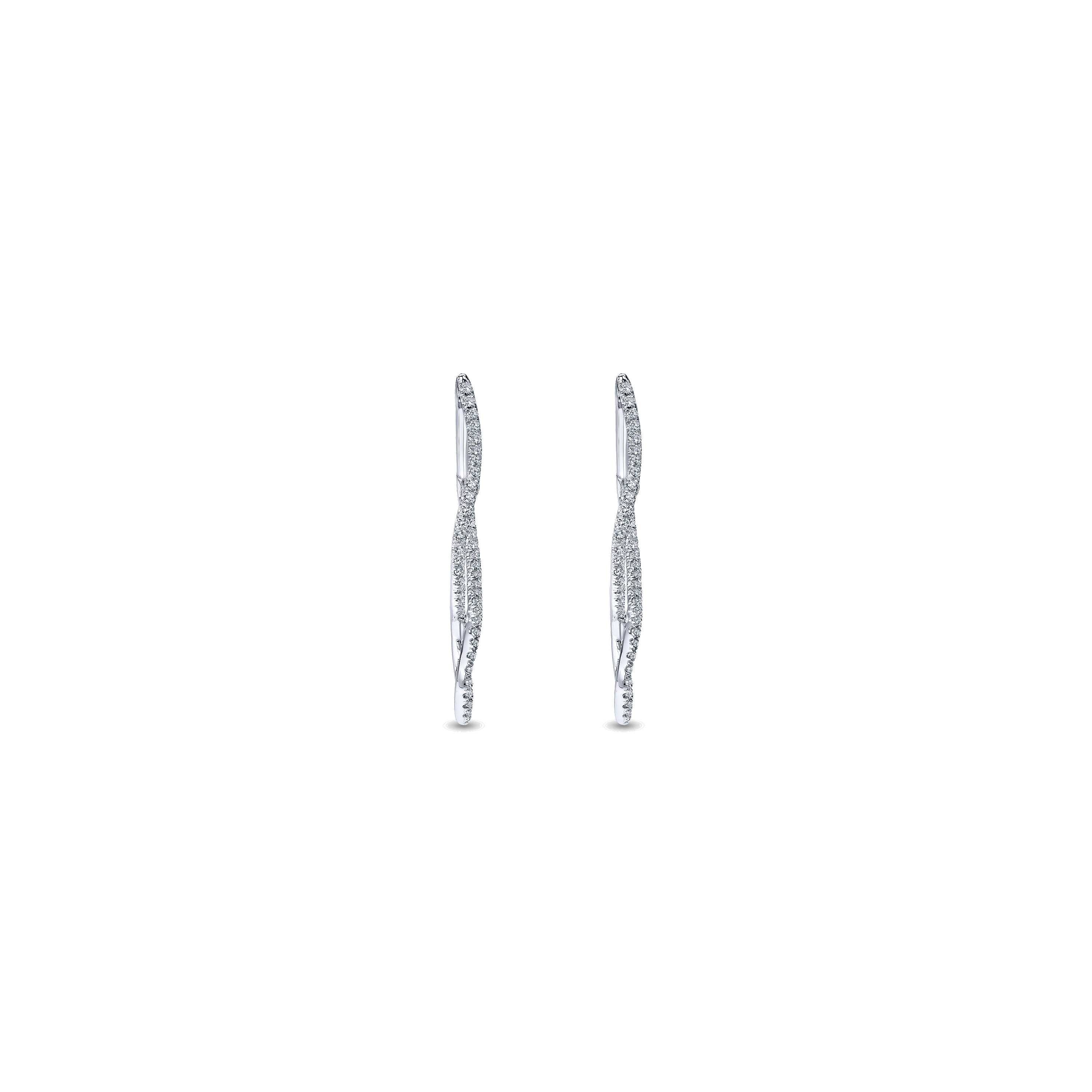 14k White Gold Diamond Intricate Hoop Earrings angle 3 14k White Gold Diamond Intricate Hoop Earrings angle 3