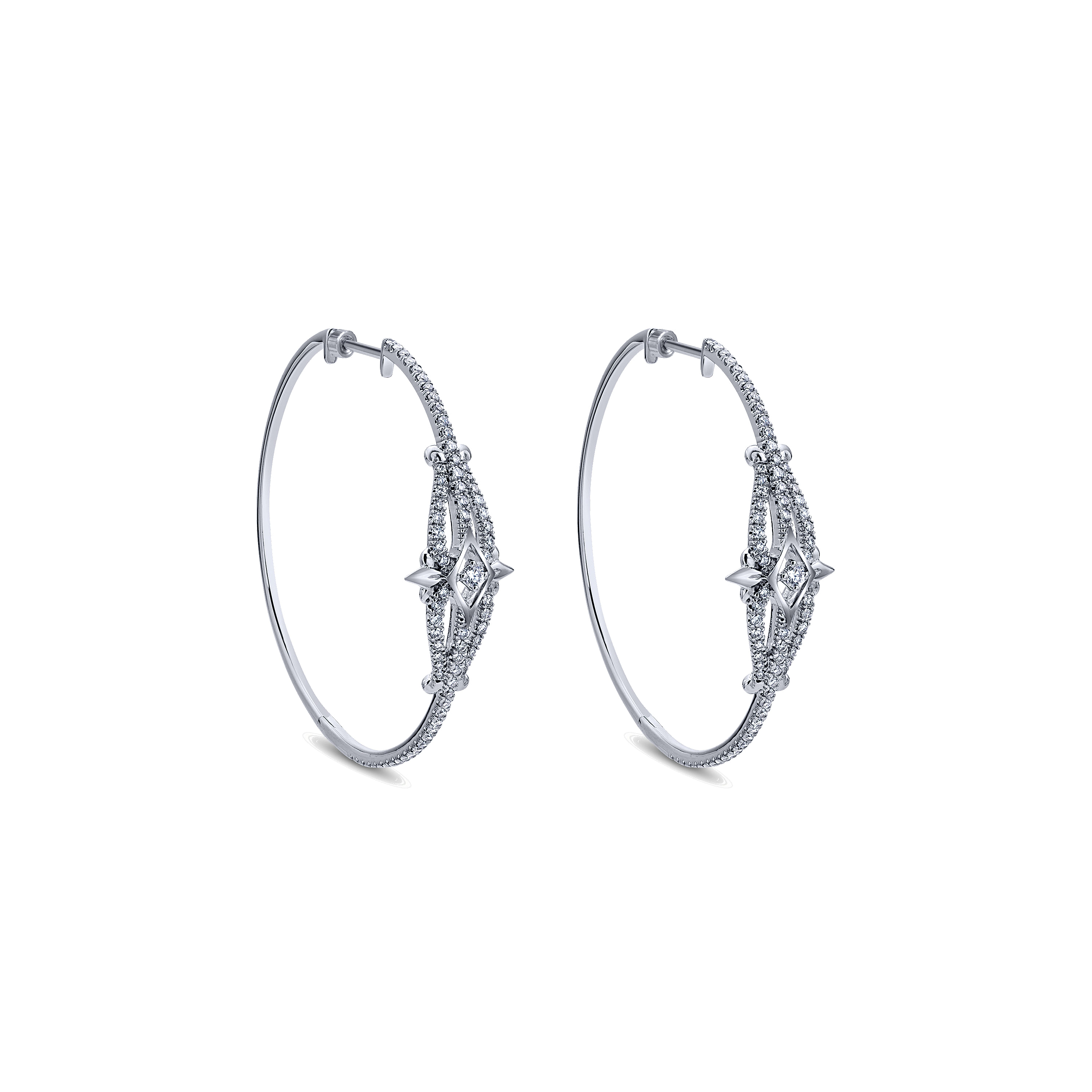 14k White Gold Diamond Intricate Hoop 14k White Gold Diamond Intricate Hoop