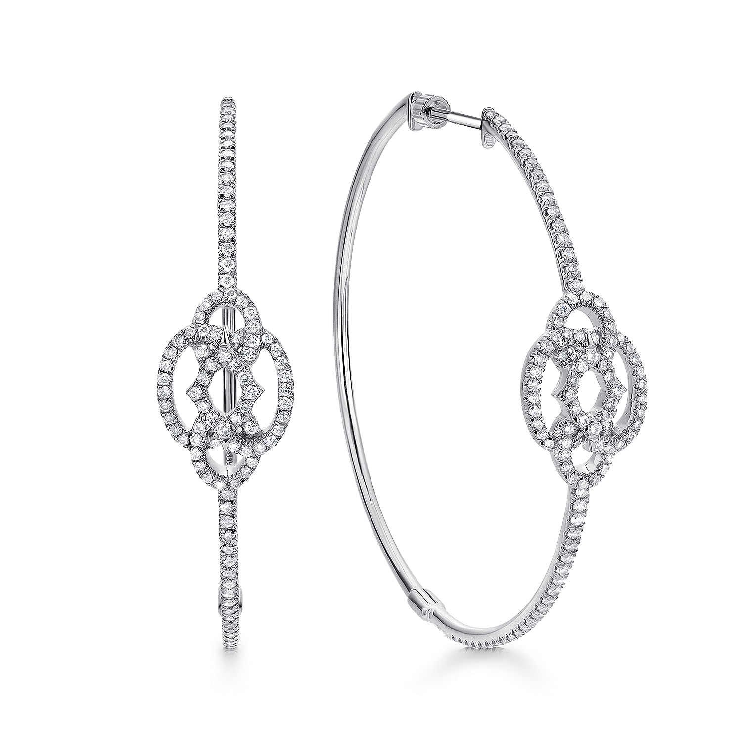 14k White Gold Diamond Intricate Hoop 14k White Gold Diamond Intricate Hoop