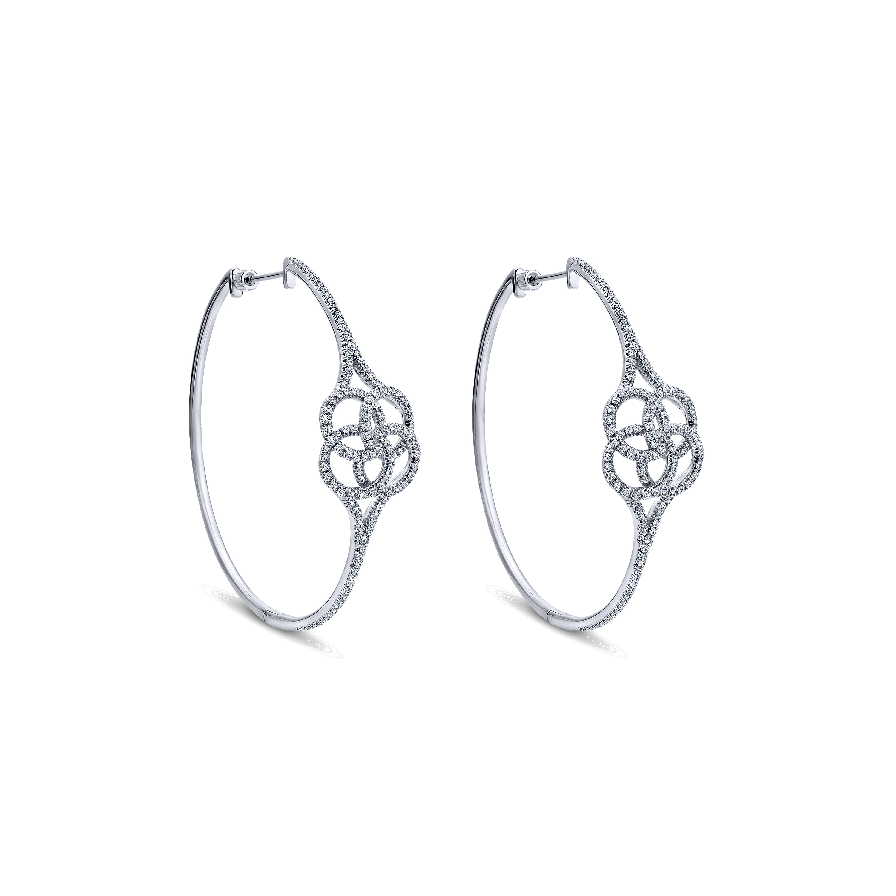 14k White Gold Diamond Intricate Hoop 14k White Gold Diamond Intricate Hoop