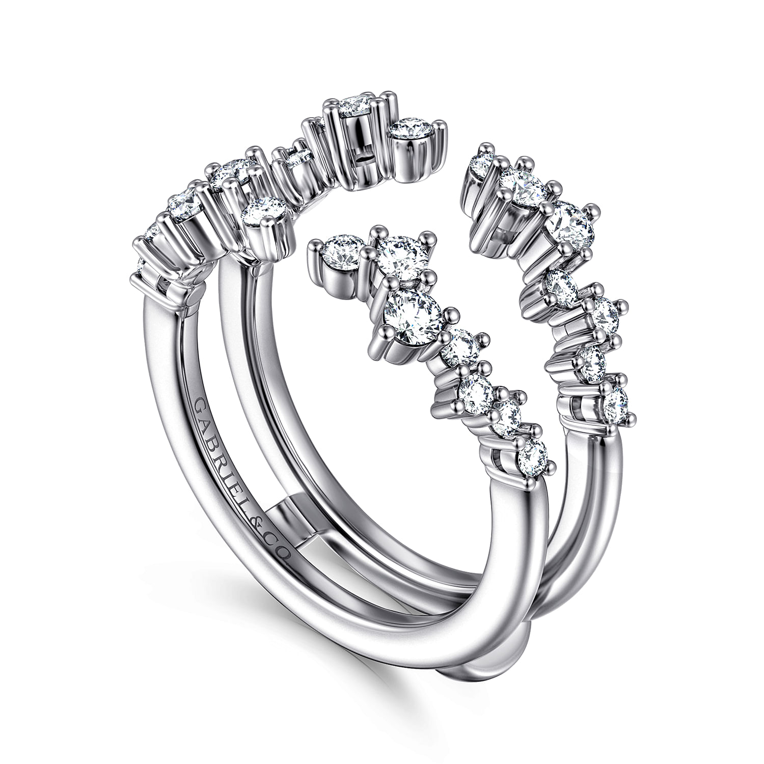 14k White Gold Diamond Jacket Anniversary Band angle 3 14k White Gold Diamond Jacket Anniversary Band angle 3