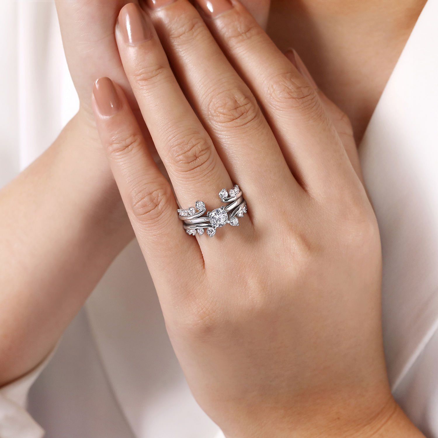 14k White Gold Diamond Jacket Anniversary Band angle 5 14k White Gold Diamond Jacket Anniversary Band angle 5