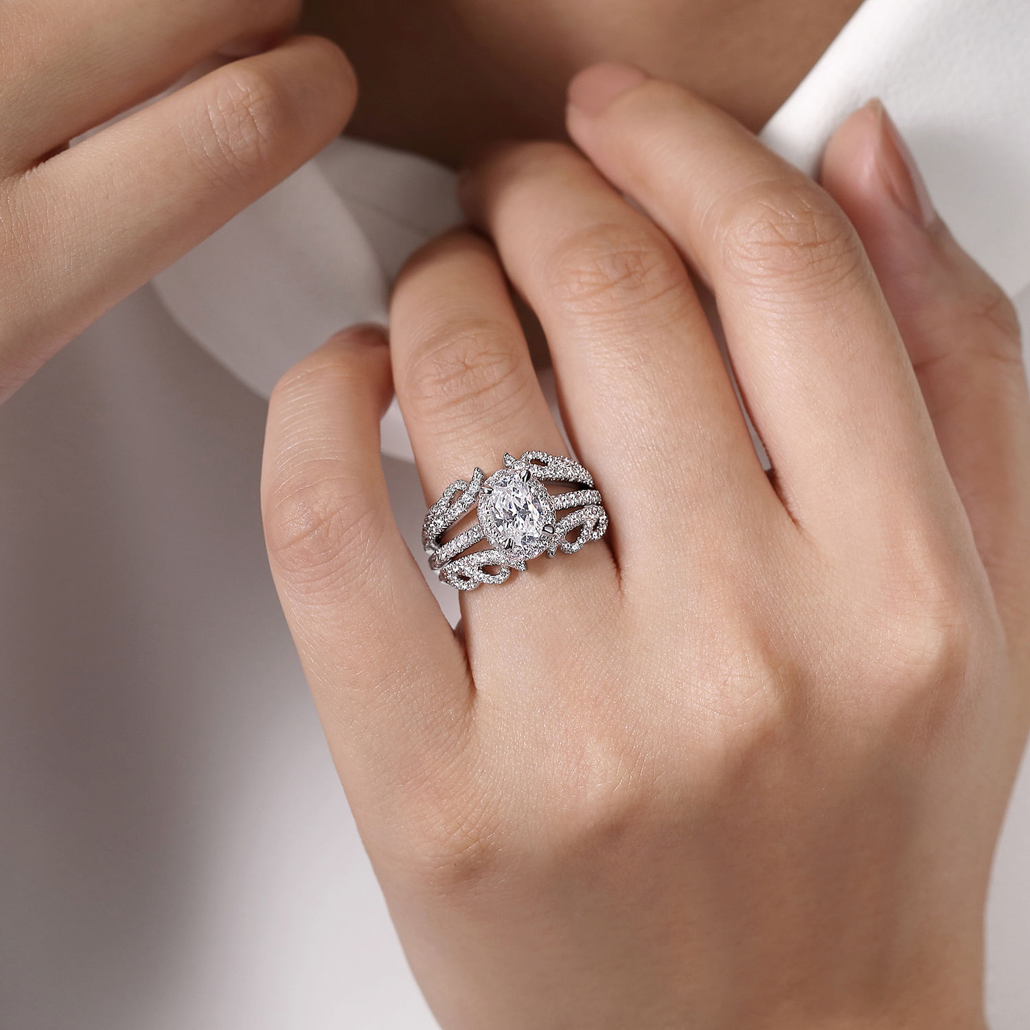 14k White Gold Diamond Jacket Anniversary Band angle 5 14k White Gold Diamond Jacket Anniversary Band angle 5