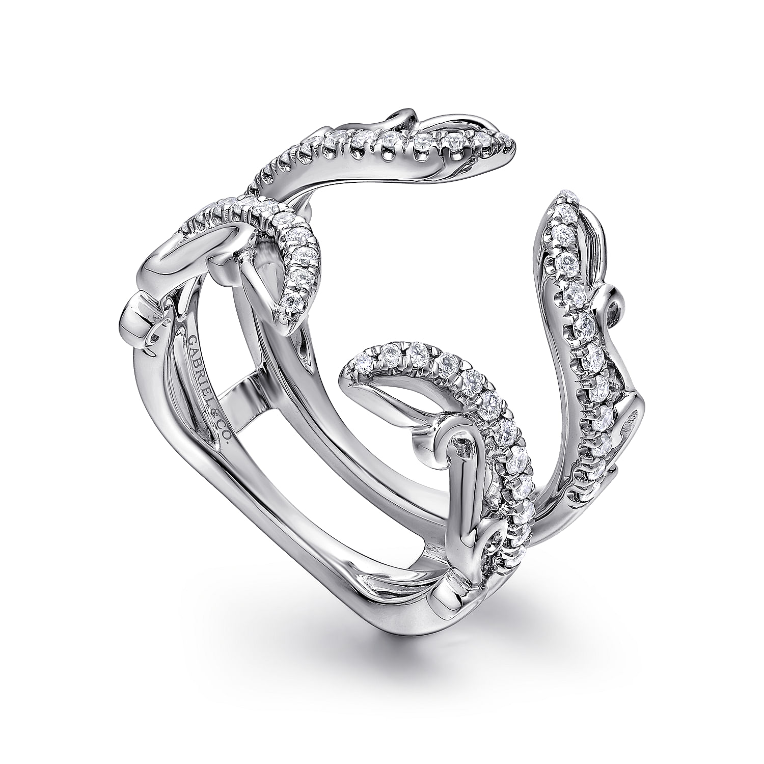 14k White Gold Diamond Jacket Anniversary Band angle 3 14k White Gold Diamond Jacket Anniversary Band angle 3