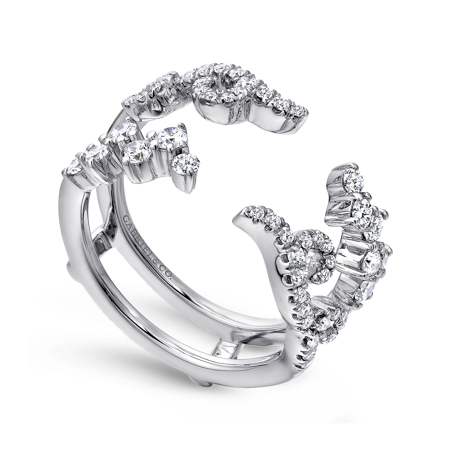 14k White Gold Diamond Jacket Anniversary Band angle 3 14k White Gold Diamond Jacket Anniversary Band angle 3