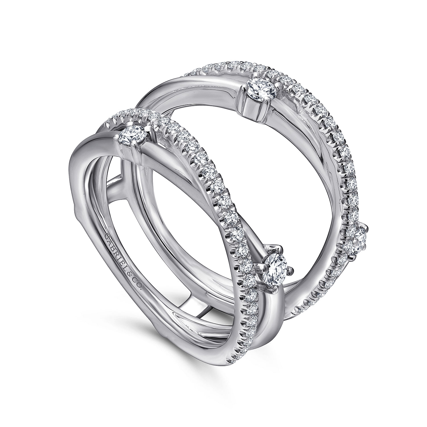 14k White Gold Diamond Jacket Anniversary Band angle 3 14k White Gold Diamond Jacket Anniversary Band angle 3