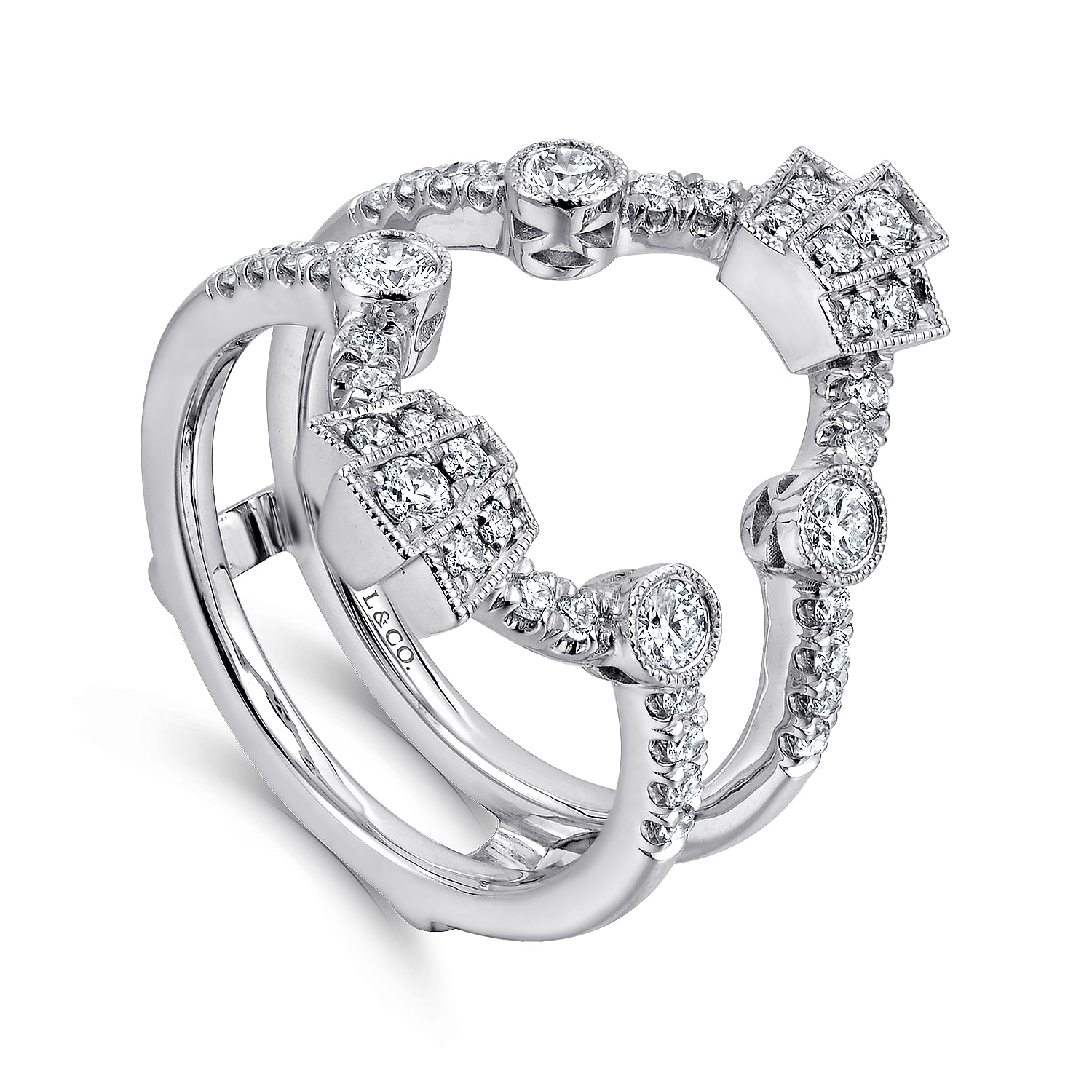 14k White Gold Diamond Jacket Anniversary Band angle 3 14k White Gold Diamond Jacket Anniversary Band angle 3