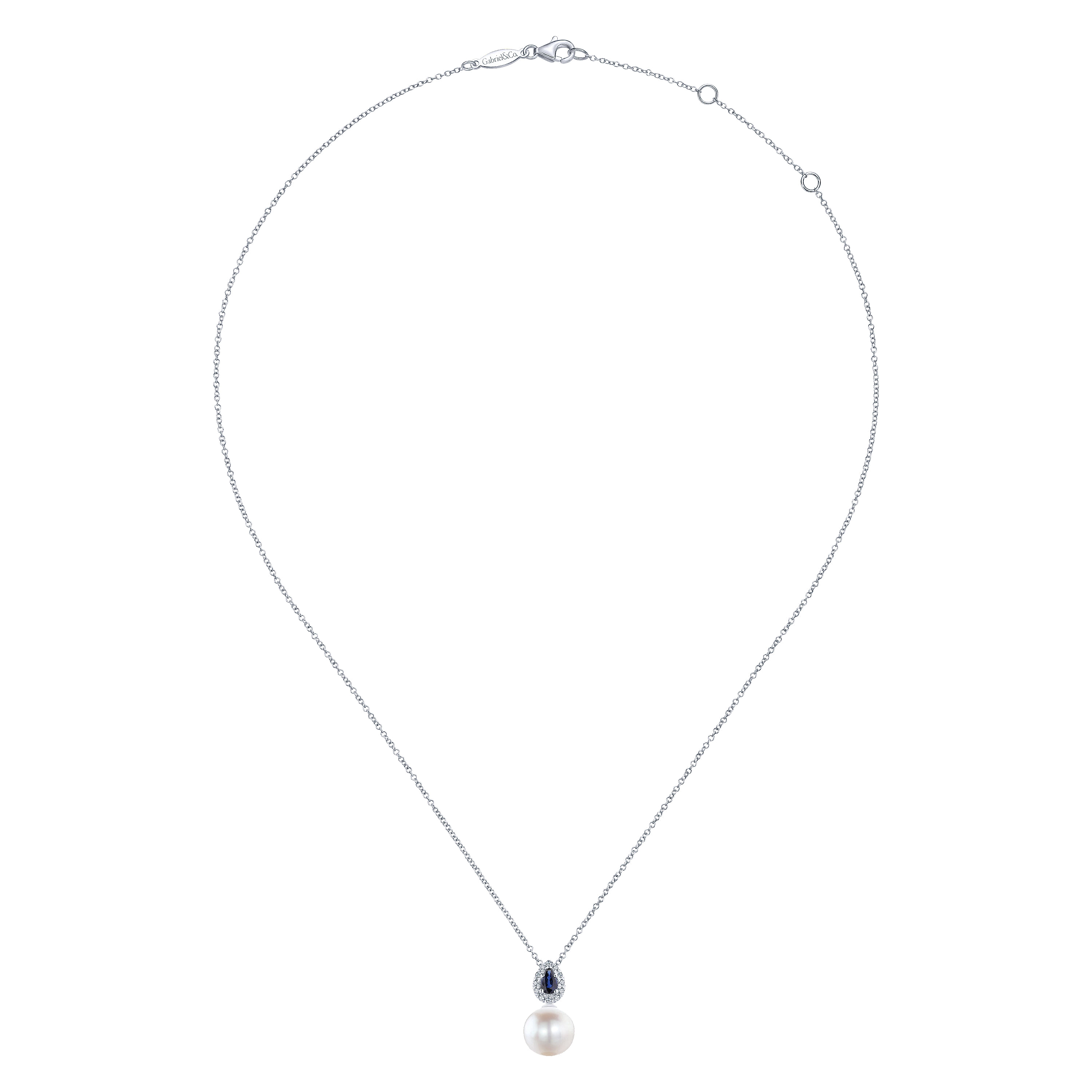 14k White Gold Diamond Multi Color Stones Fashion Necklace angle 2 14k White Gold Diamond Multi Color Stones Fashion Necklace angle 2