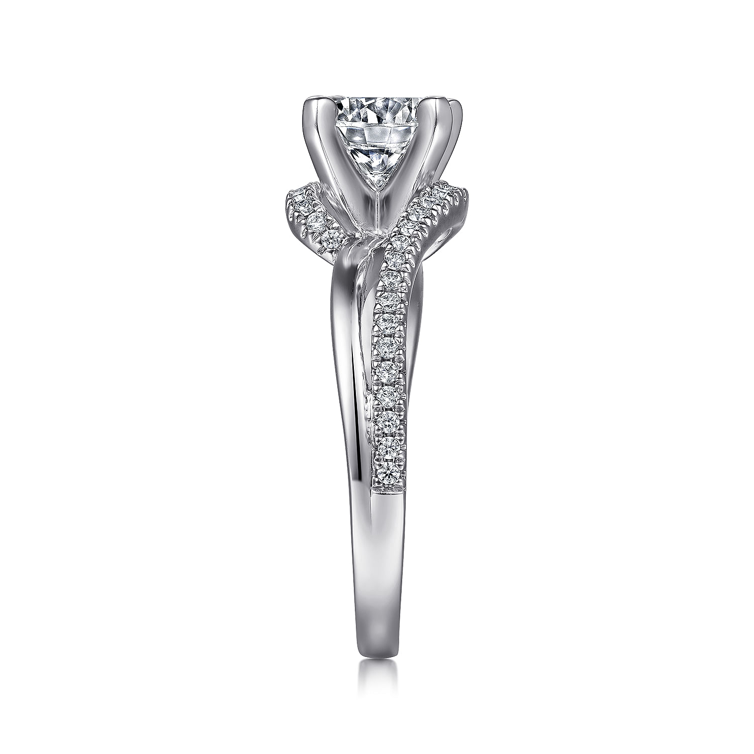 14k White Gold Diamond Pave Bypass Engagement Ring angle 5 14k White Gold Diamond Pave Bypass Engagement Ring angle 5