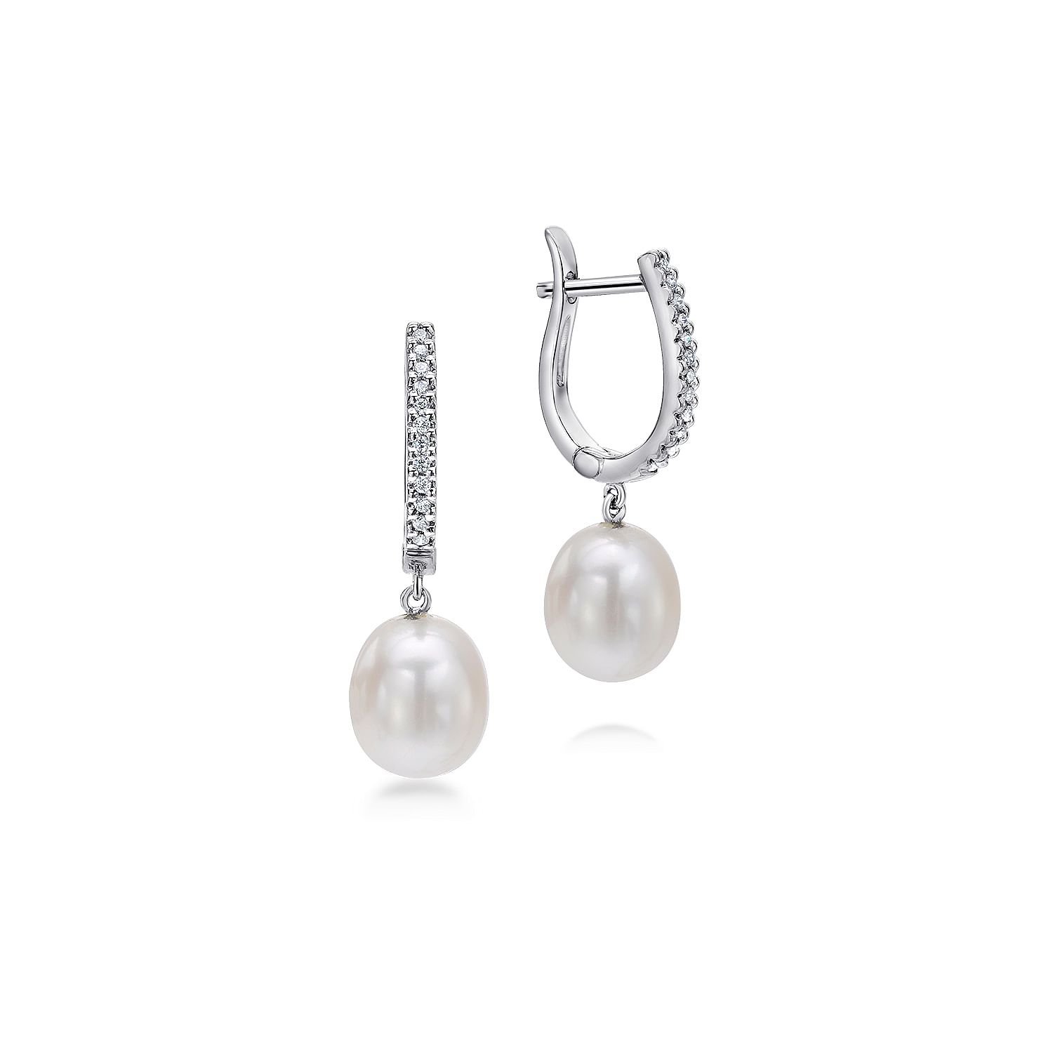 14k White Gold Diamond Pearl Drop 14k White Gold Diamond Pearl Drop
