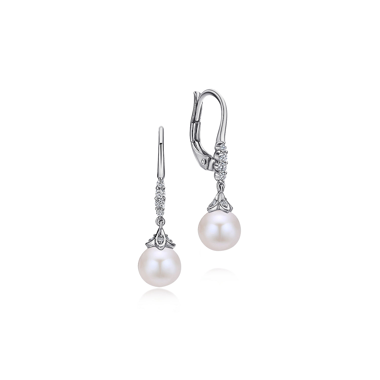 14k White Gold Diamond Pearl Drop 14k White Gold Diamond Pearl Drop