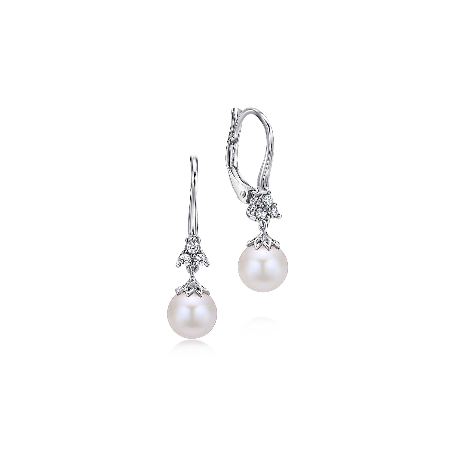 14k White Gold Diamond Pearl Drop 14k White Gold Diamond Pearl Drop