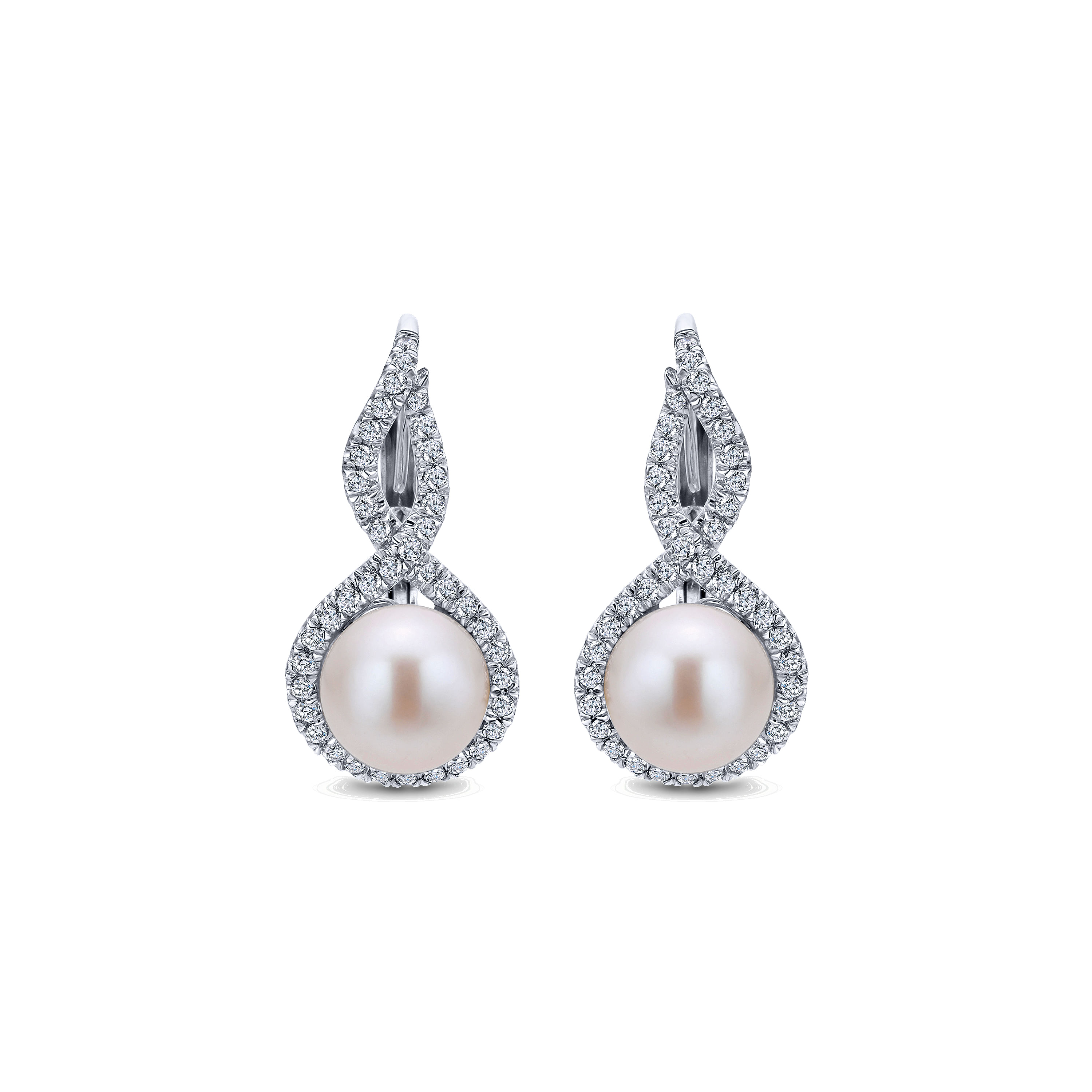 14k White Gold Diamond Pearl Drop 14k White Gold Diamond Pearl Drop