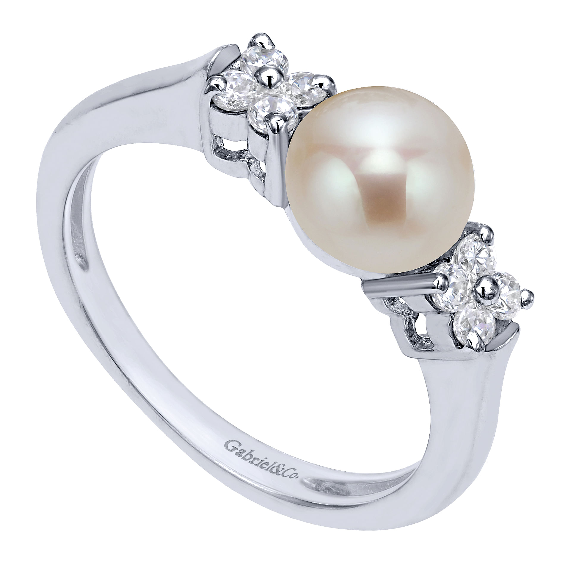 14k White Gold Diamond Pearl Fashion Ladies 14k White Gold Diamond Pearl Fashion Ladies