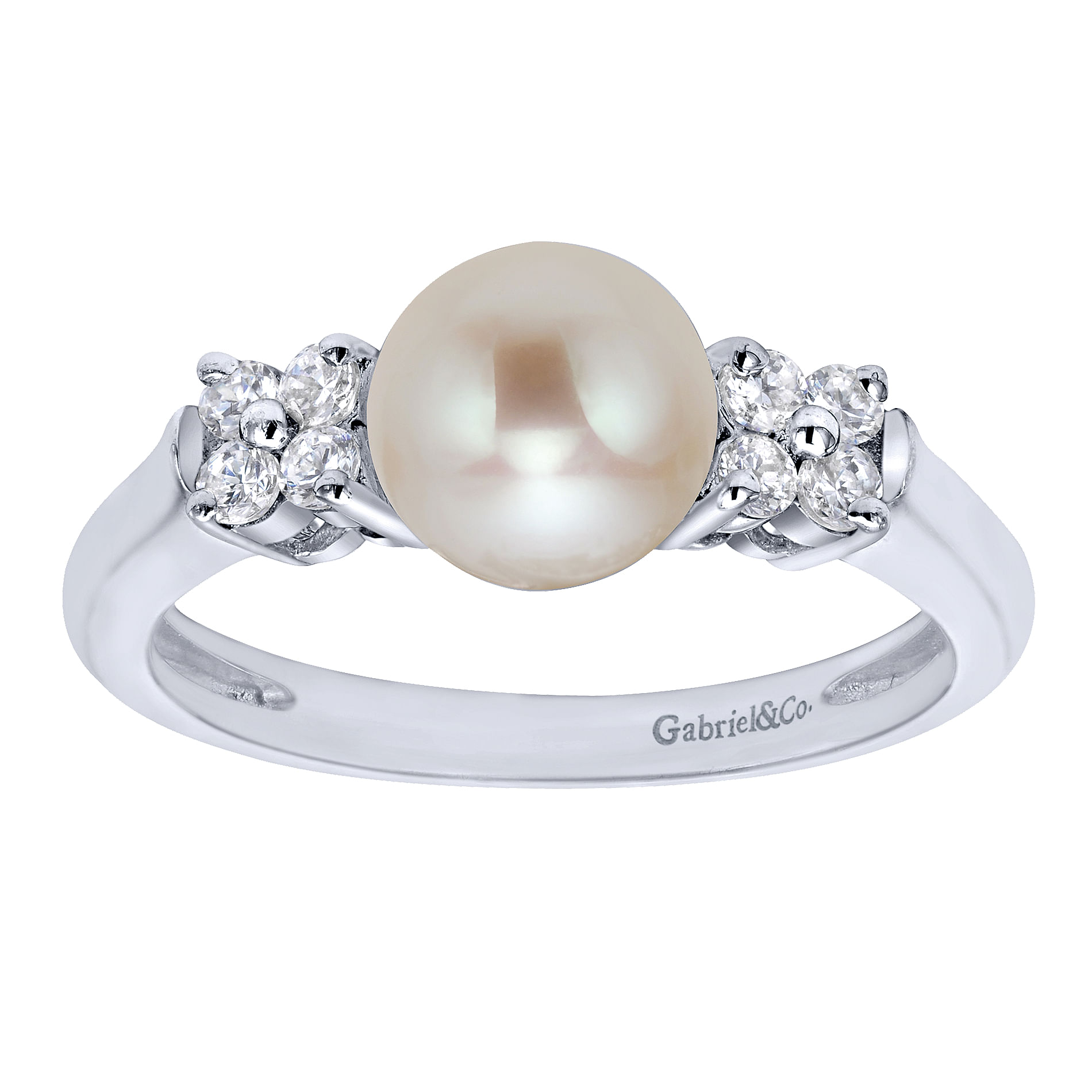 14k White Gold Diamond Pearl Fashion Ladies 14k White Gold Diamond Pearl Fashion Ladies