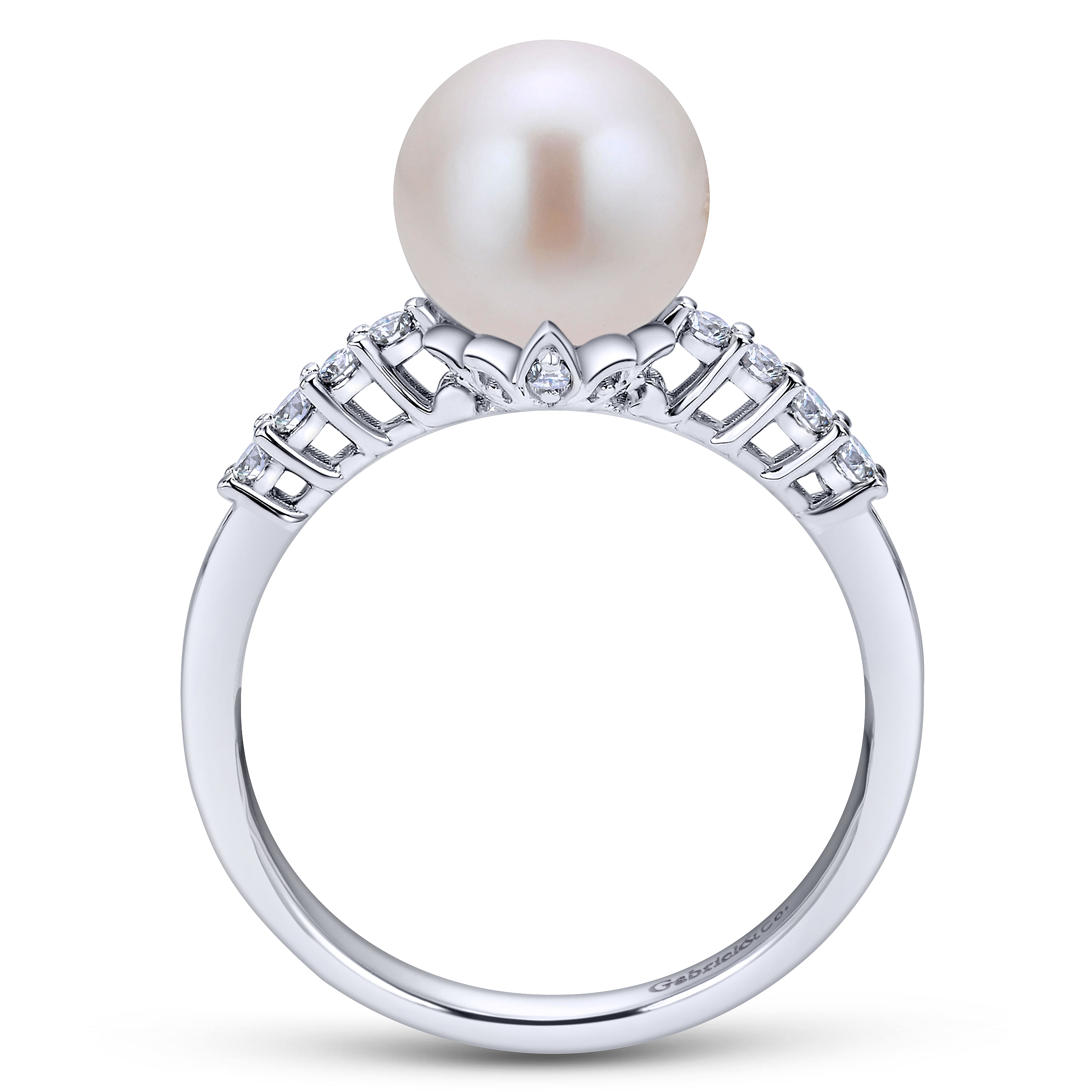 14k White Gold Diamond Pearl Fashion Ladies 14k White Gold Diamond Pearl Fashion Ladies