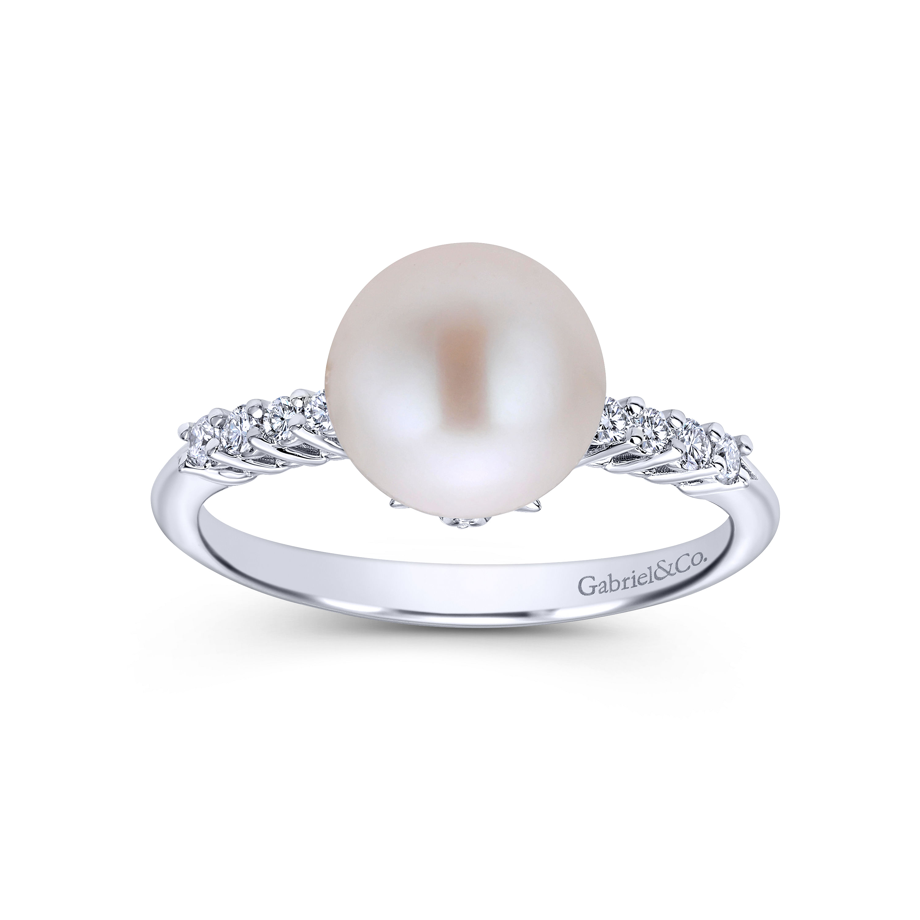 14k White Gold Diamond Pearl Fashion Ladies 14k White Gold Diamond Pearl Fashion Ladies