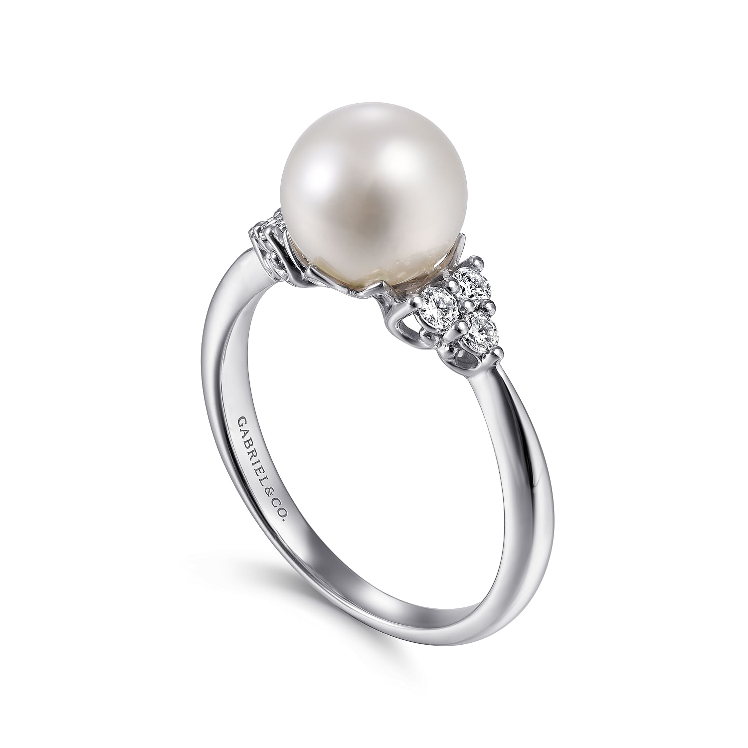14k White Gold Diamond Pearl Fashion Ladies 14k White Gold Diamond Pearl Fashion Ladies