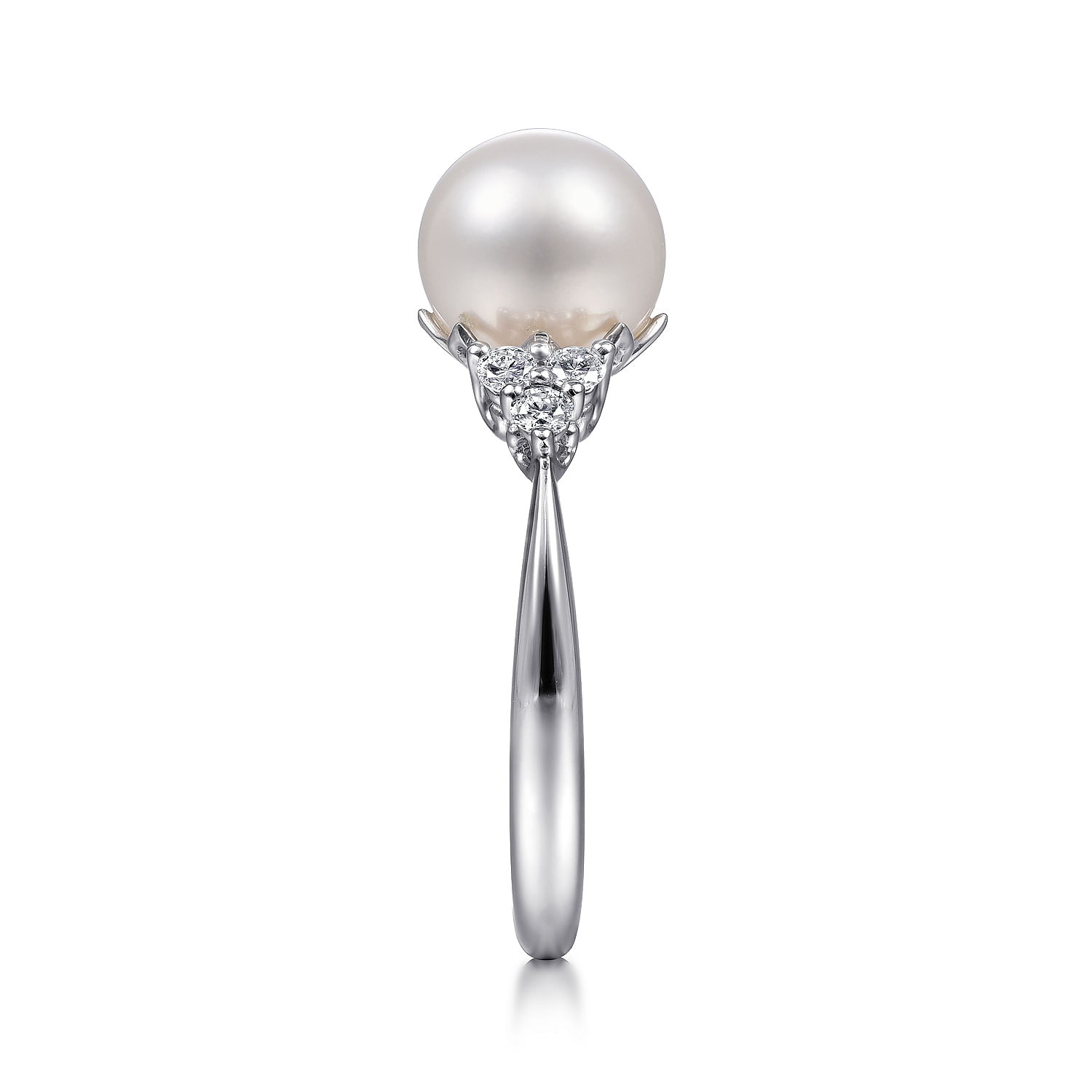 14k White Gold Diamond Pearl Fashion Ladies 14k White Gold Diamond Pearl Fashion Ladies