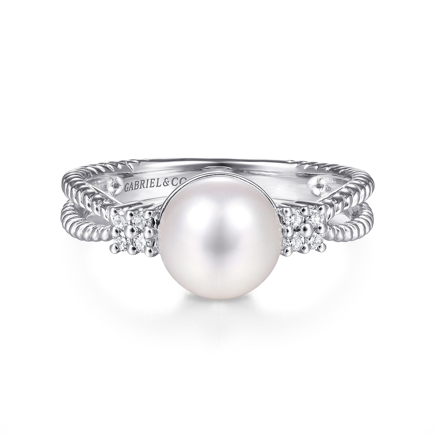 14k White Gold Diamond Pearl Fashion 14k White Gold Diamond Pearl Fashion