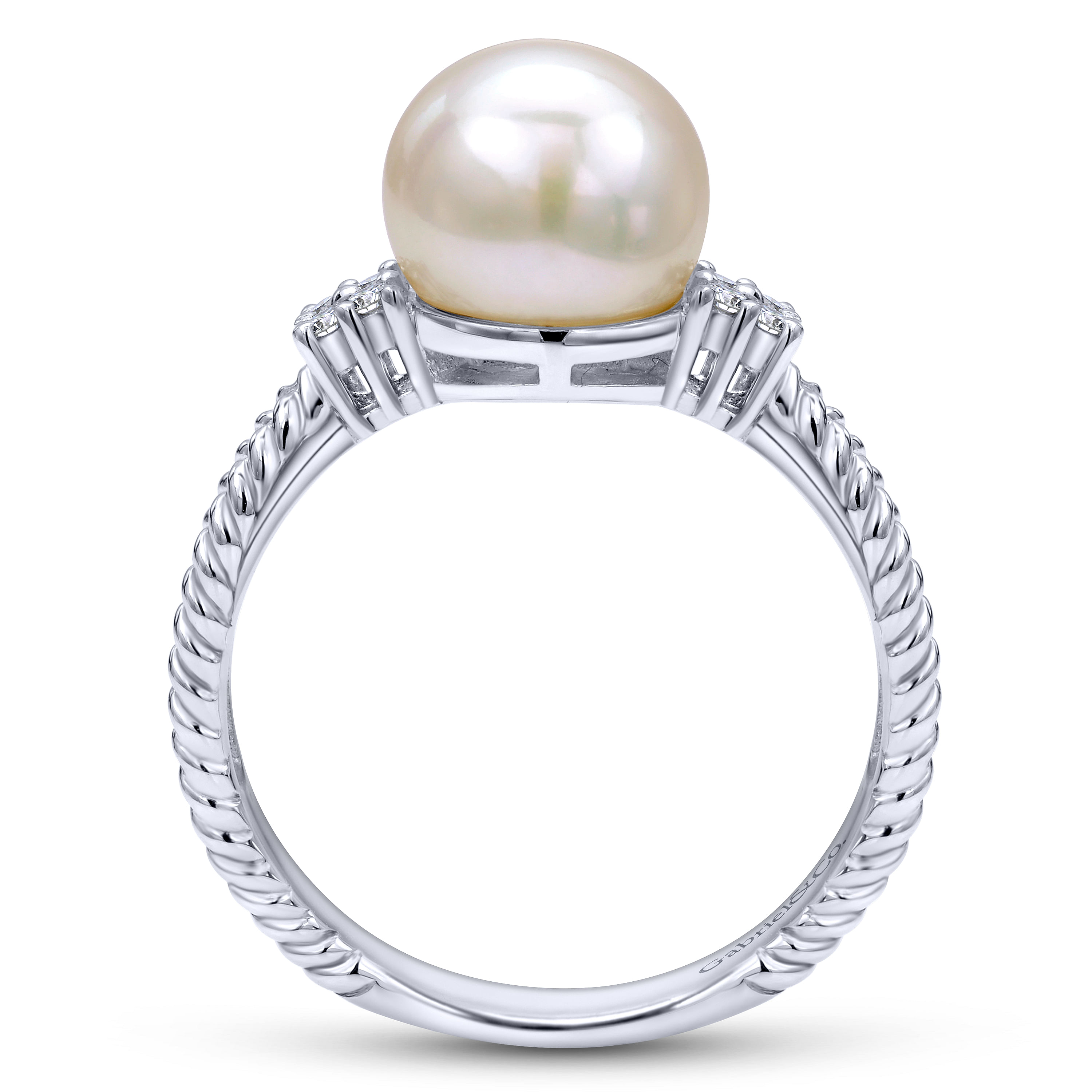14k White Gold Diamond Pearl Fashion Ladies 14k White Gold Diamond Pearl Fashion Ladies