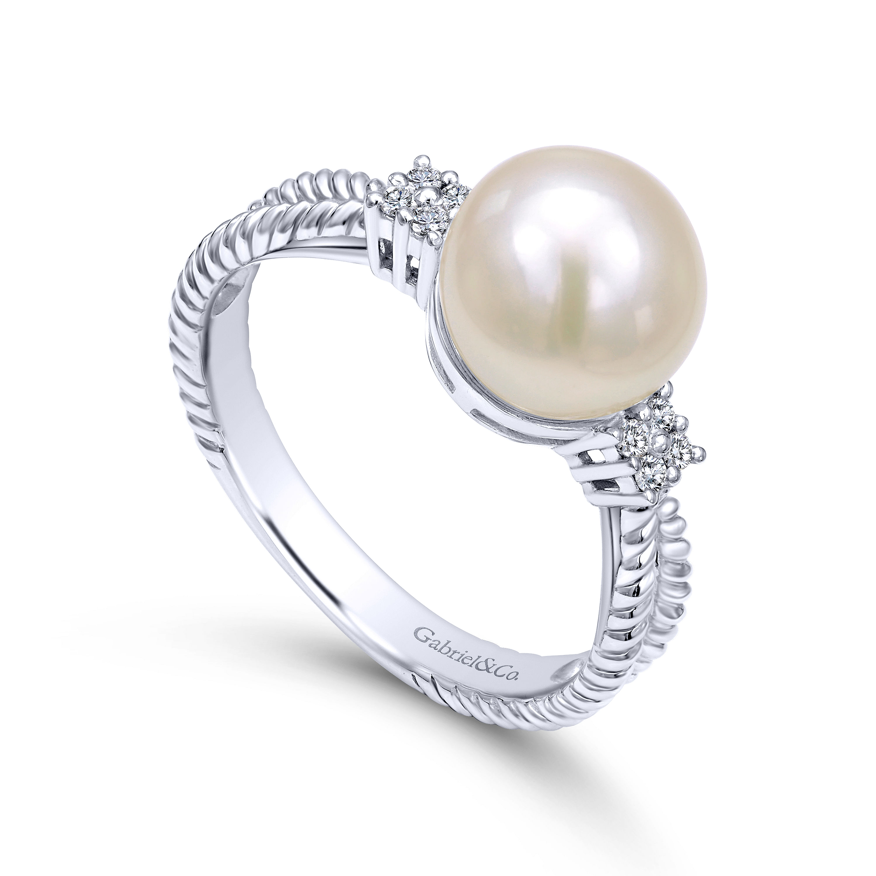 14k White Gold Diamond Pearl Fashion Ladies 14k White Gold Diamond Pearl Fashion Ladies