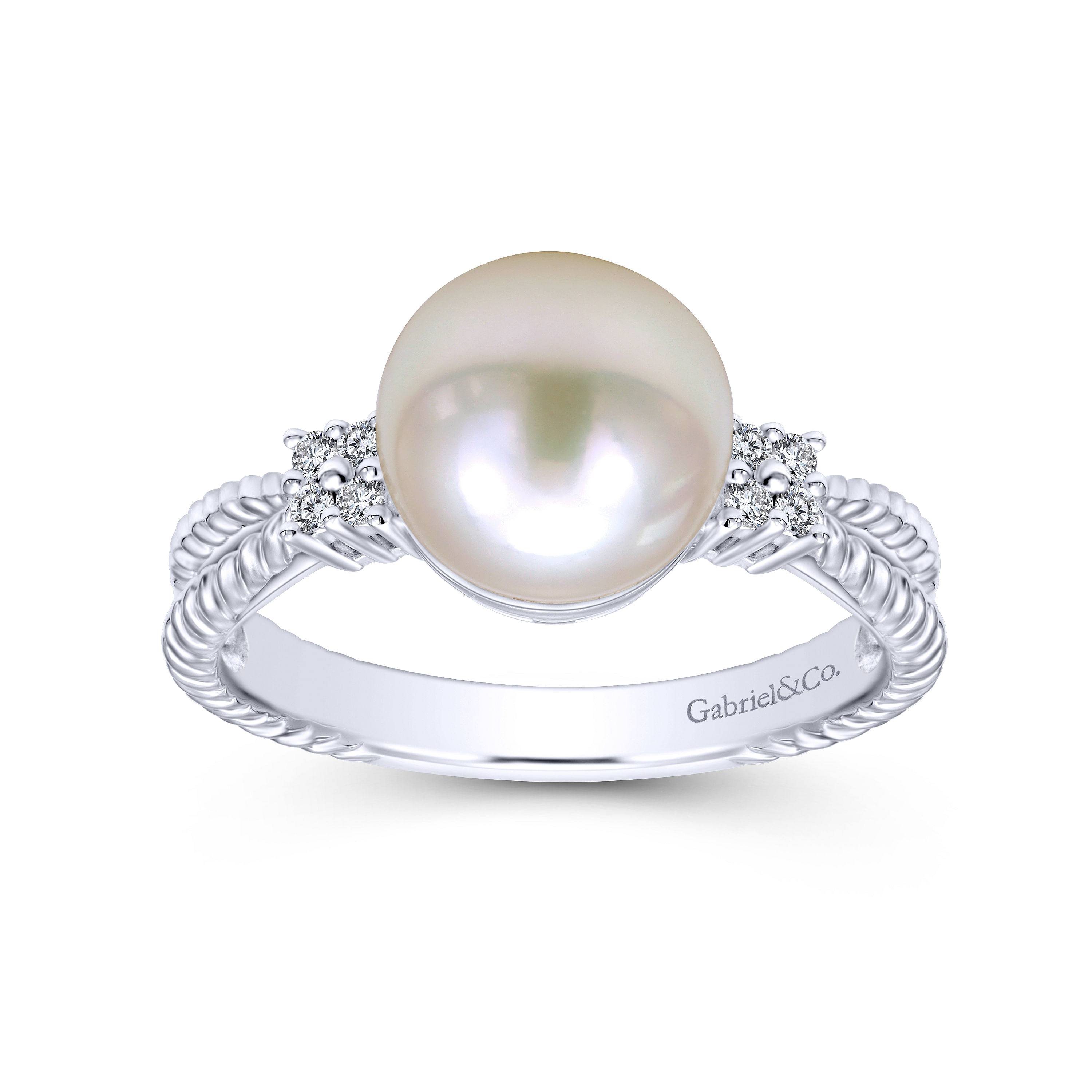 14k White Gold Diamond Pearl Fashion Ladies 14k White Gold Diamond Pearl Fashion Ladies