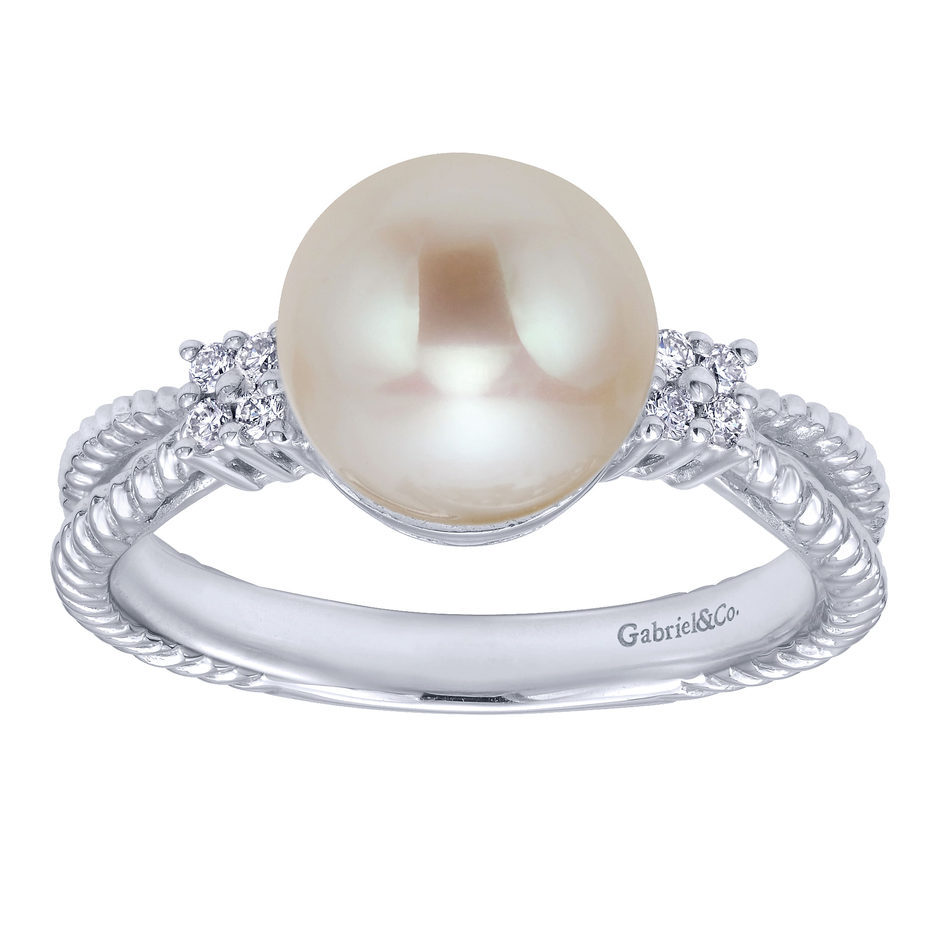14k White Gold Diamond Pearl Fashion Ladies 14k White Gold Diamond Pearl Fashion Ladies