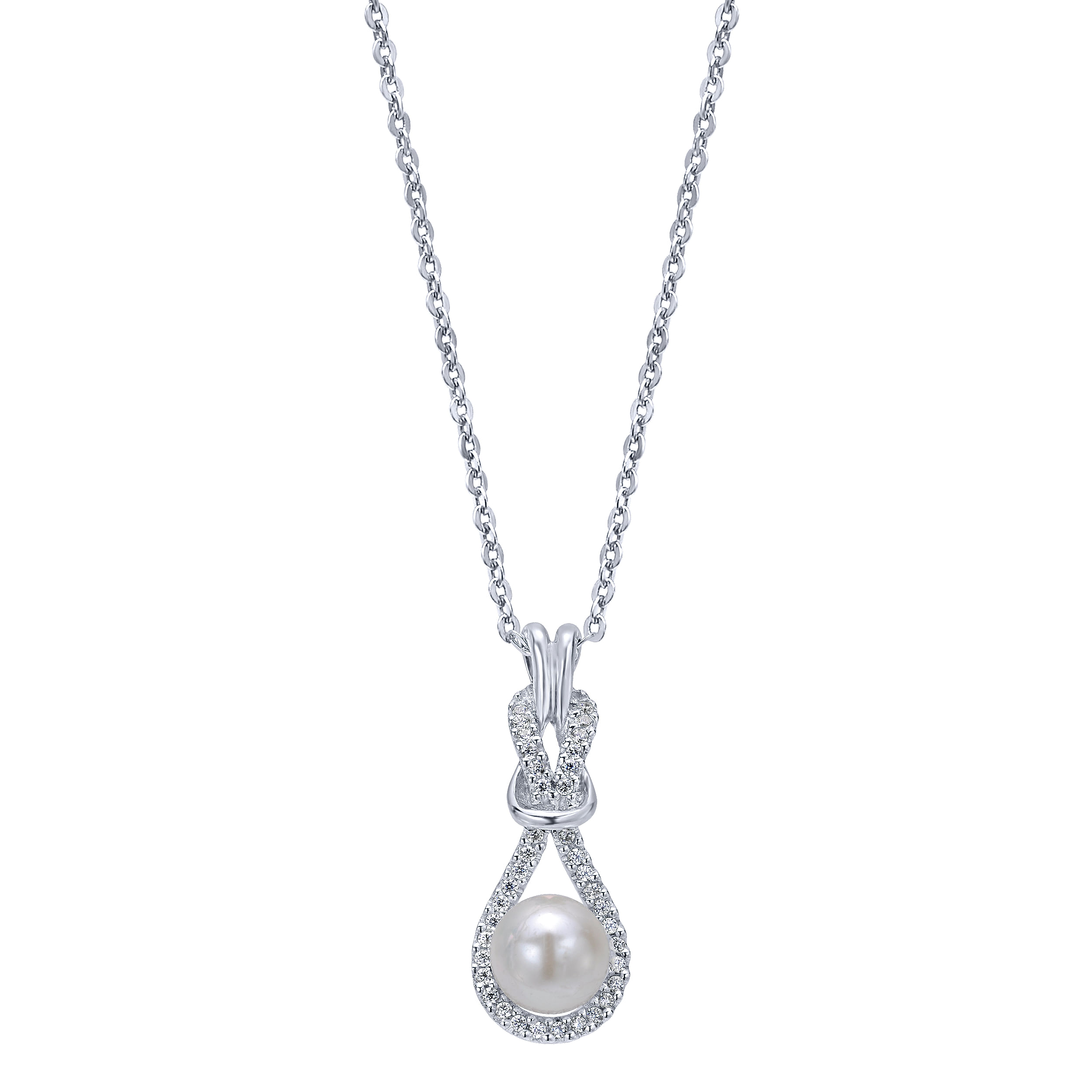 14k White Gold Diamond Pearl Fashion 14k White Gold Diamond Pearl Fashion