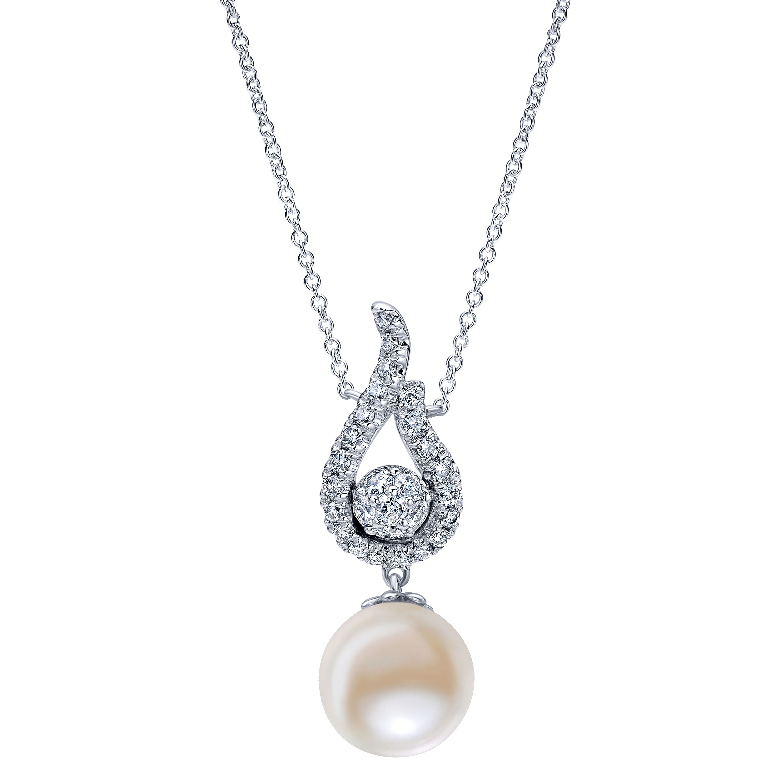 14k White Gold Diamond Pearl Fashion 14k White Gold Diamond Pearl Fashion