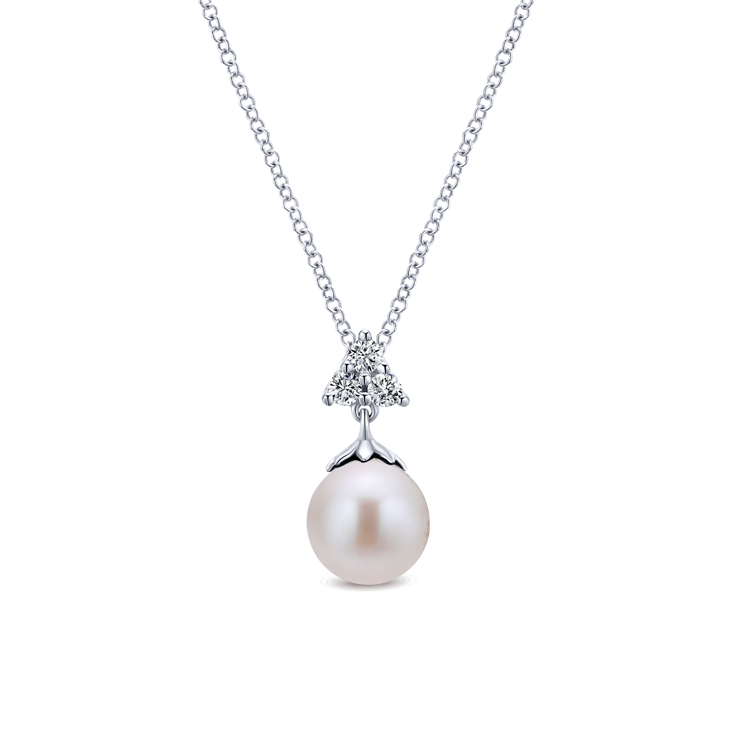 14k White Gold Diamond Pearl Fashion 14k White Gold Diamond Pearl Fashion