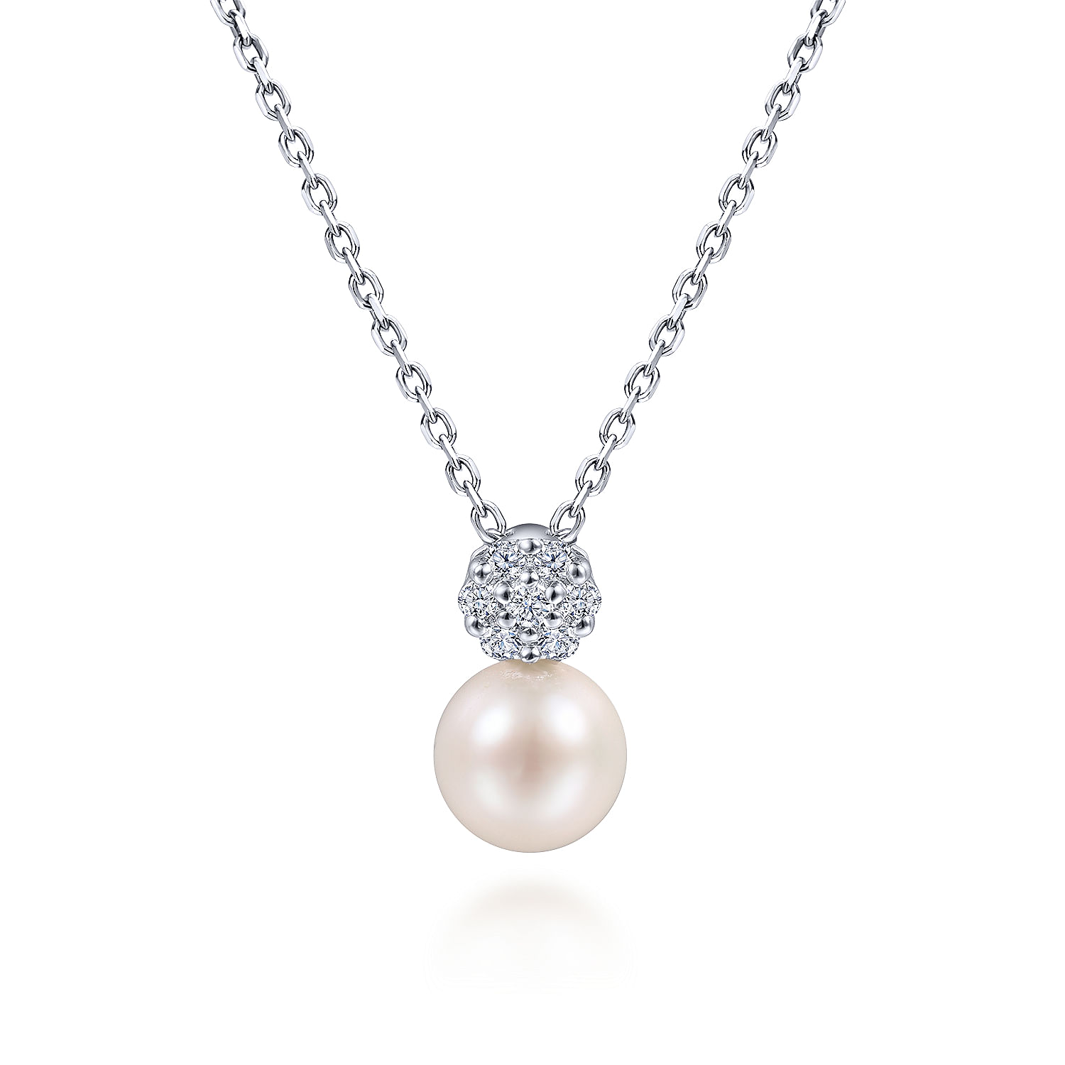 14k White Gold Diamond Pearl Fashion 14k White Gold Diamond Pearl Fashion