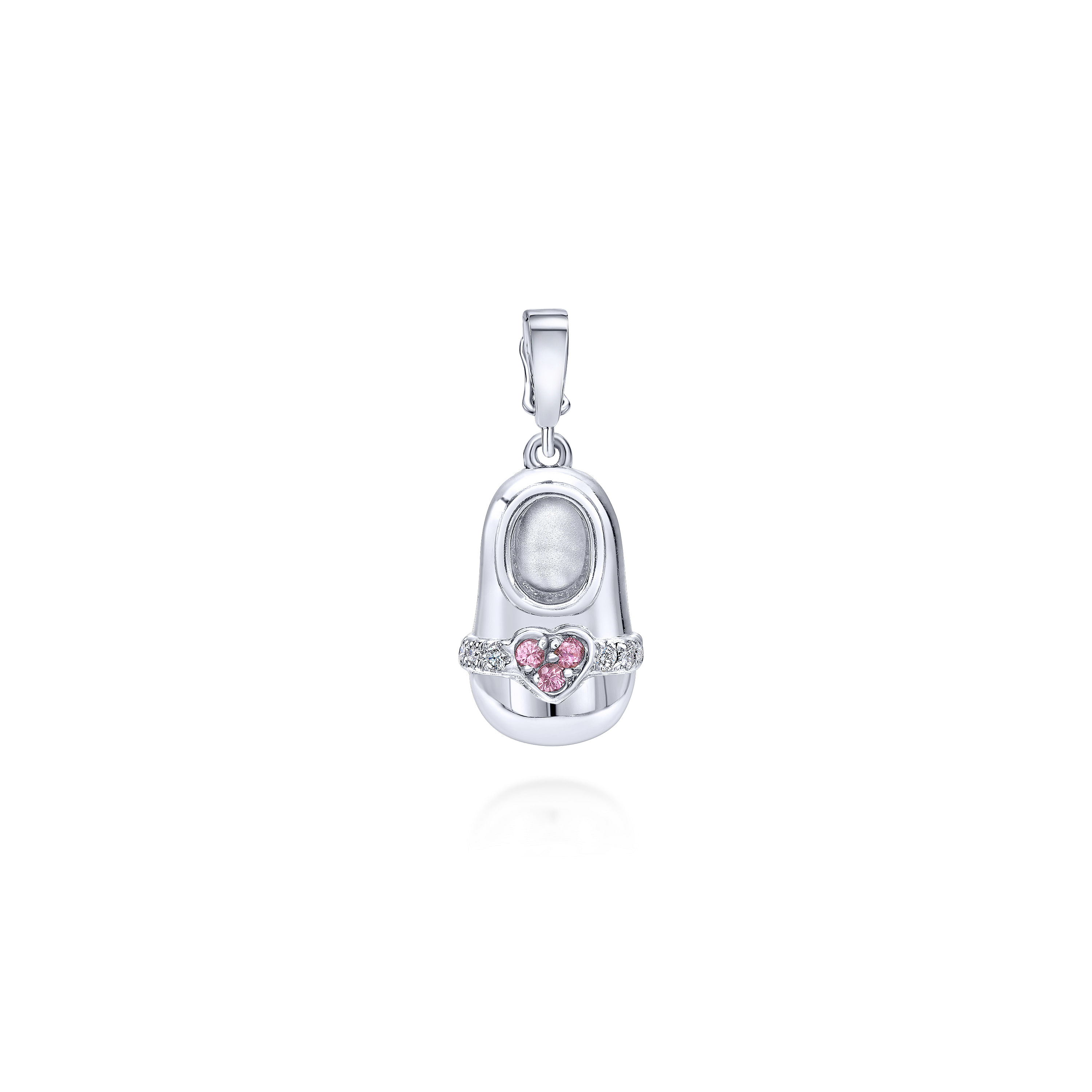 14k White Gold Diamond Pink Sapphire Charm 14k White Gold Diamond Pink Sapphire Charm