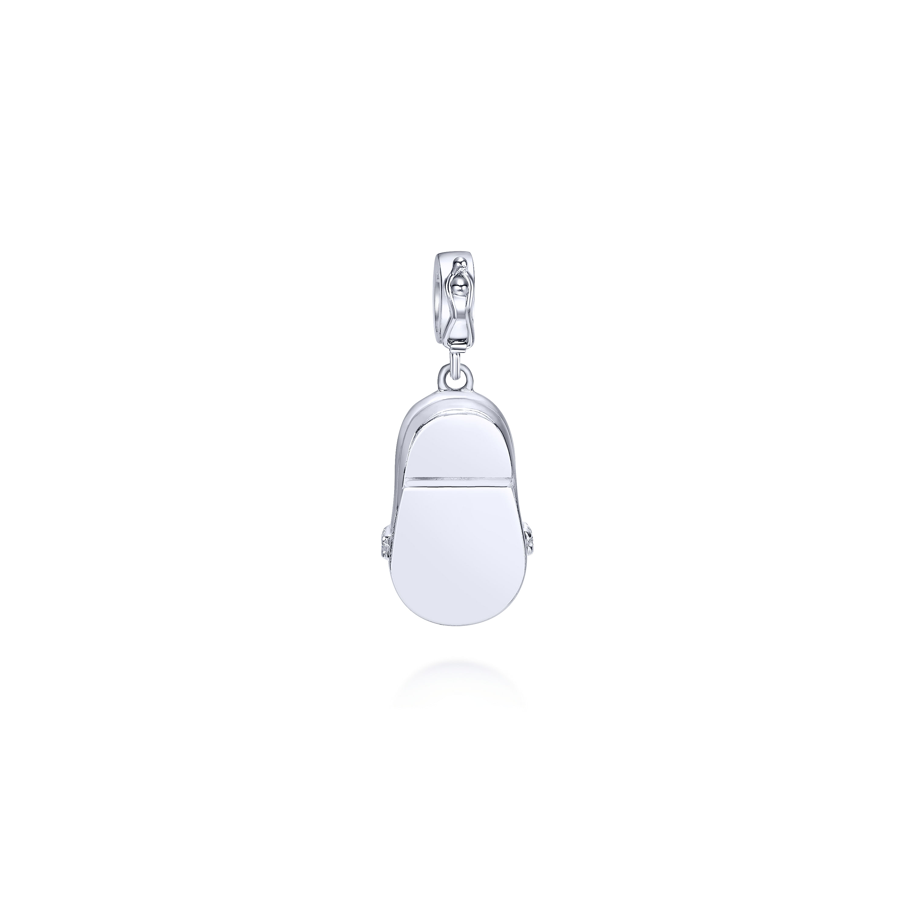 14k White Gold Diamond Pink Sapphire Charm Pendant angle 2 14k White Gold Diamond Pink Sapphire Charm Pendant angle 2
