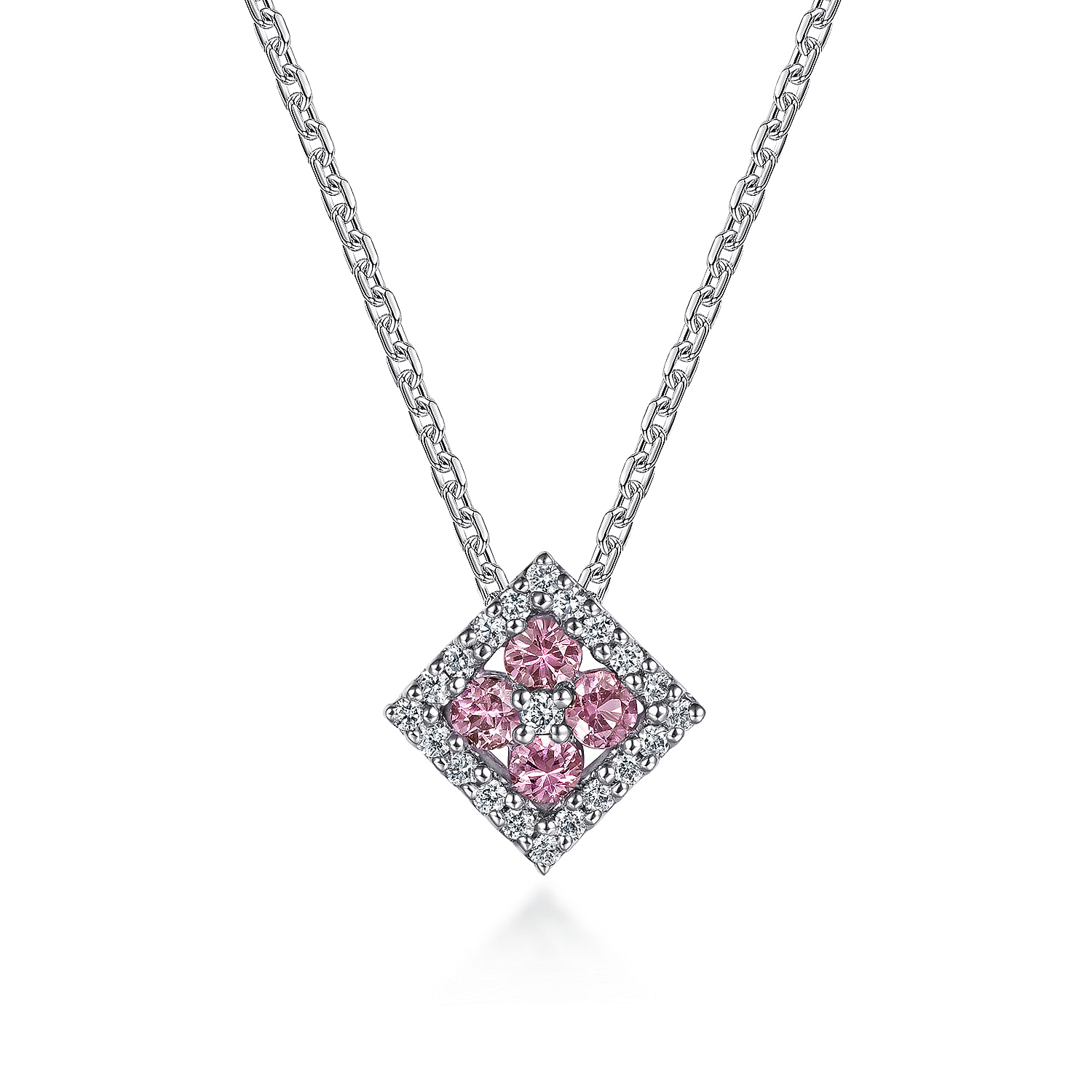 14k White Gold Diamond Pink Sapphire Fashion 14k White Gold Diamond Pink Sapphire Fashion
